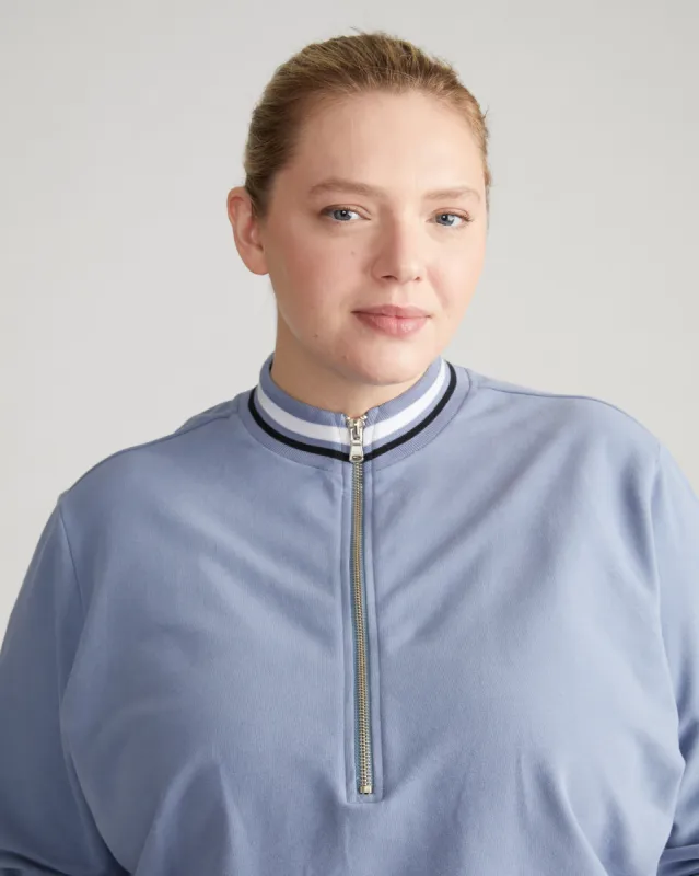 Peachy Terry Half Zip Pullover - Pressed Pansy sold by Universal Standard