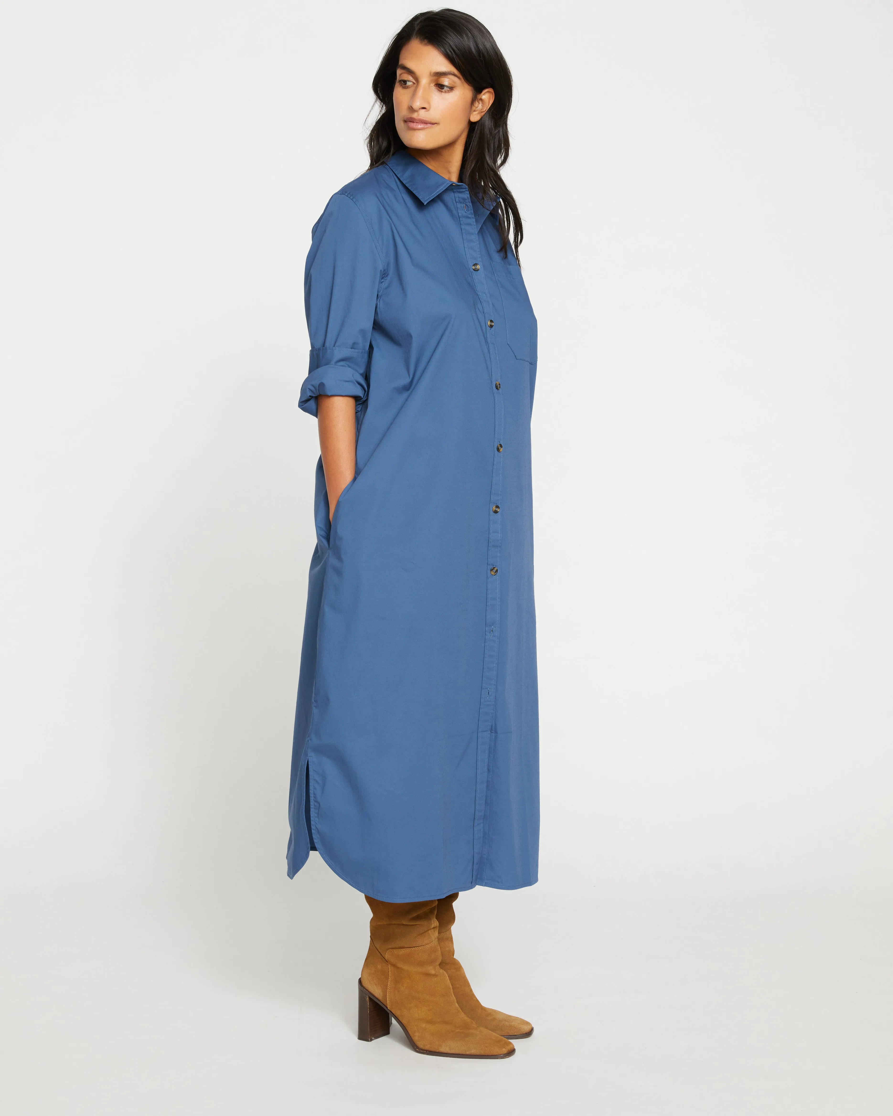 Odeon Stretch Poplin Shirtdress - Bleu Scolaire sold by Universal Standard product image thumbnail 3