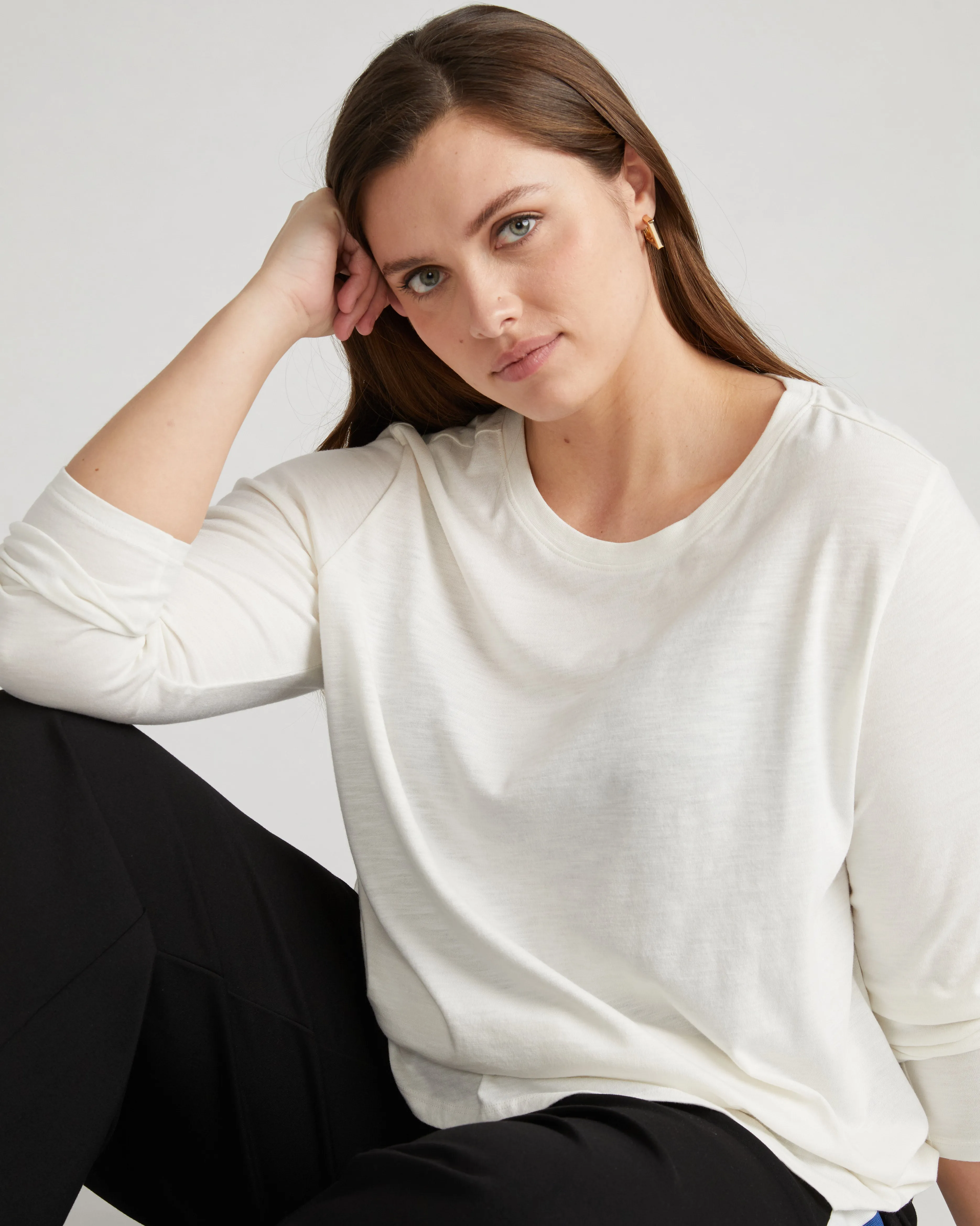 Light-As-Air Long Sleeve Crew Neck Tee - Vapor sold by Universal Standard