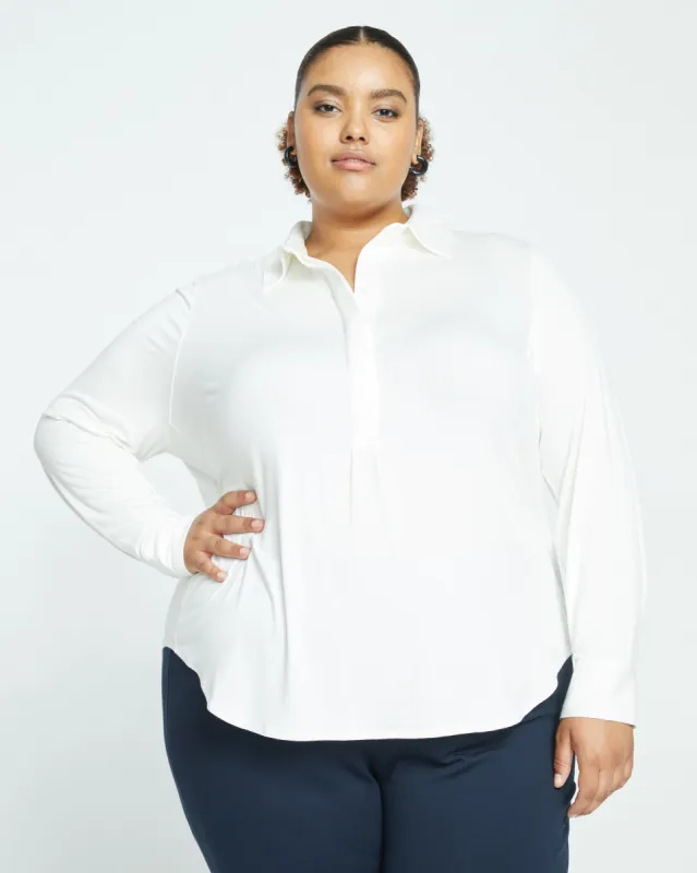 Elbe Popover Liquid Jersey Shirt Classic Fit - White made by Universal Standard