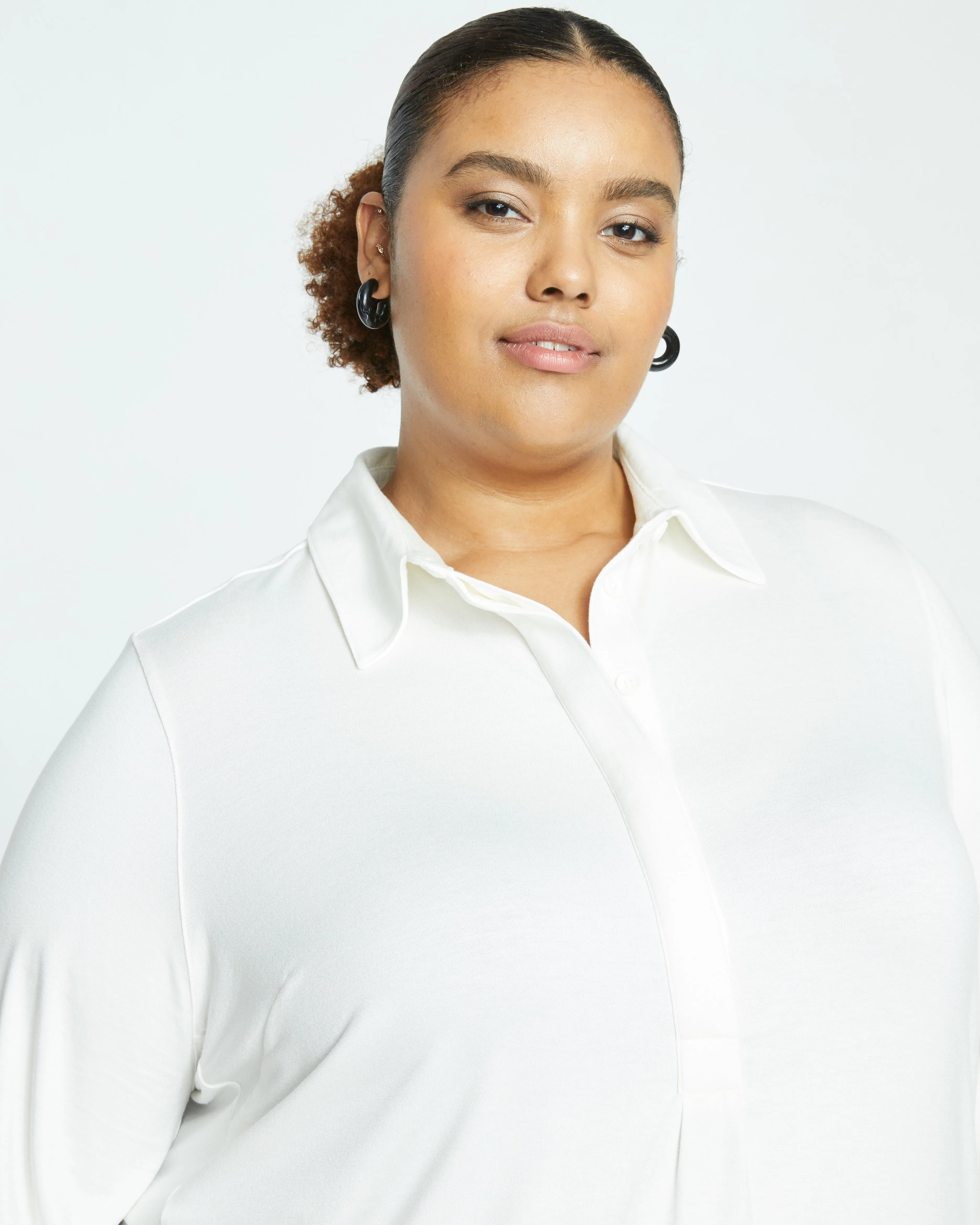 Elbe Popover Liquid Jersey Shirt Classic Fit - White sold by Universal Standard product image thumbnail 2