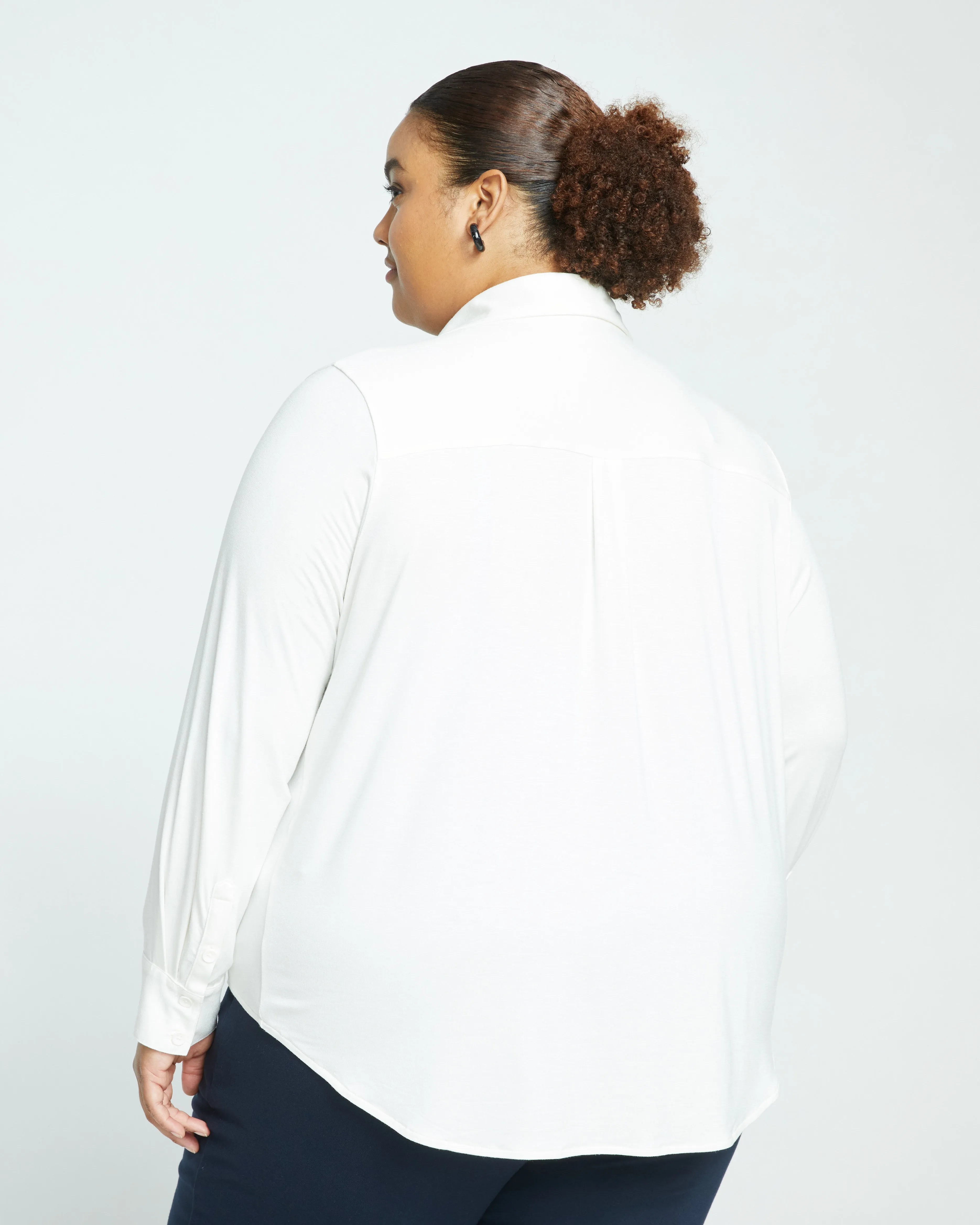 Elbe Popover Liquid Jersey Shirt Classic Fit - White sold by Universal Standard product image thumbnail 4