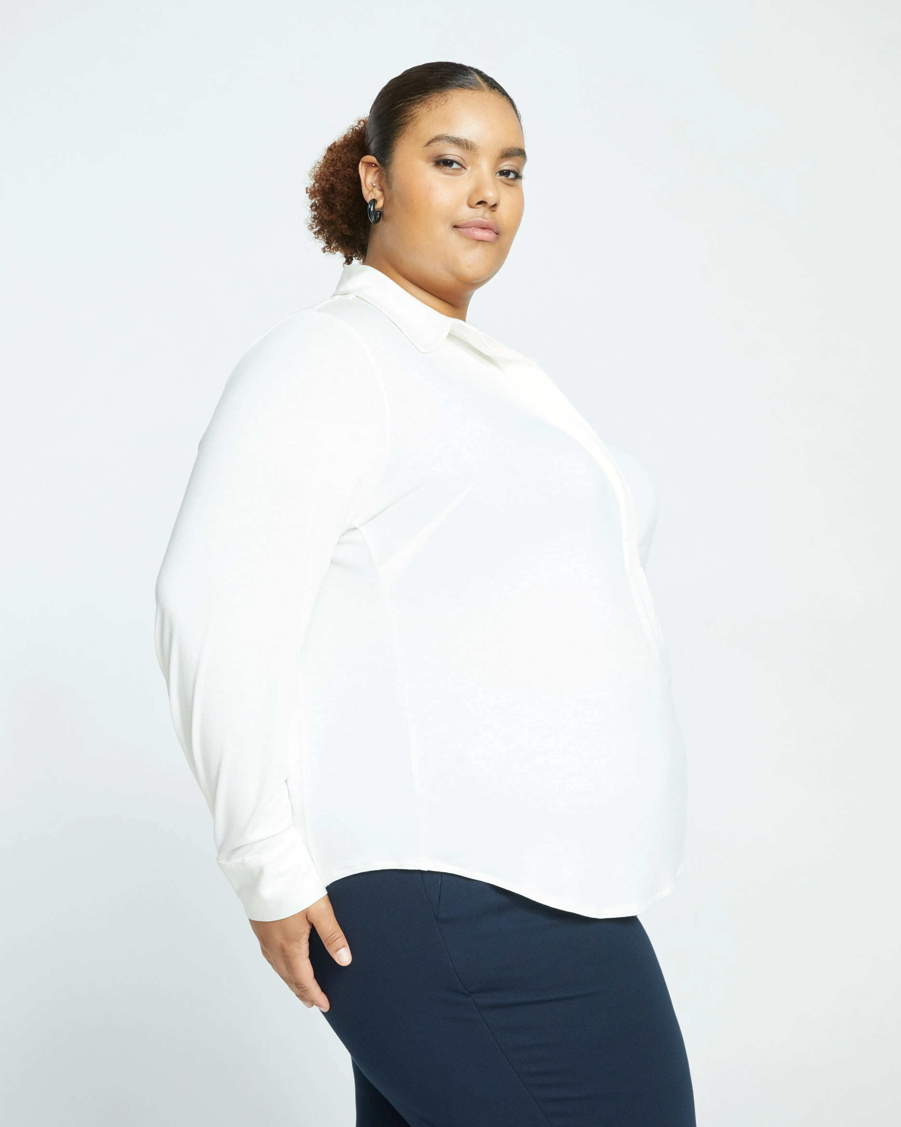 Elbe Popover Liquid Jersey Shirt Classic Fit - White sold by Universal Standard product image thumbnail 3