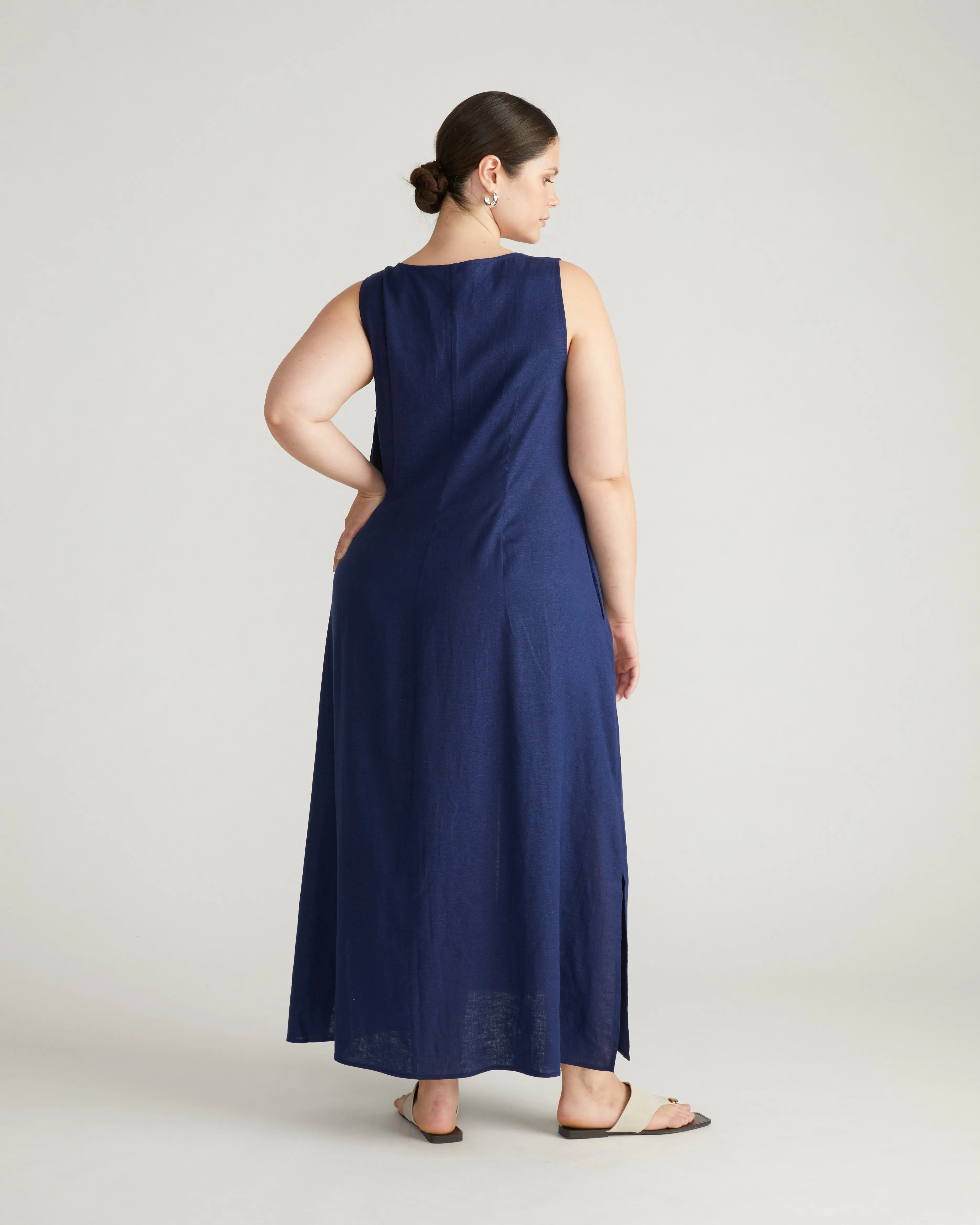 Islet Button-Down Linen Maxi Dress - Cenote sold by Universal Standard product image thumbnail 3