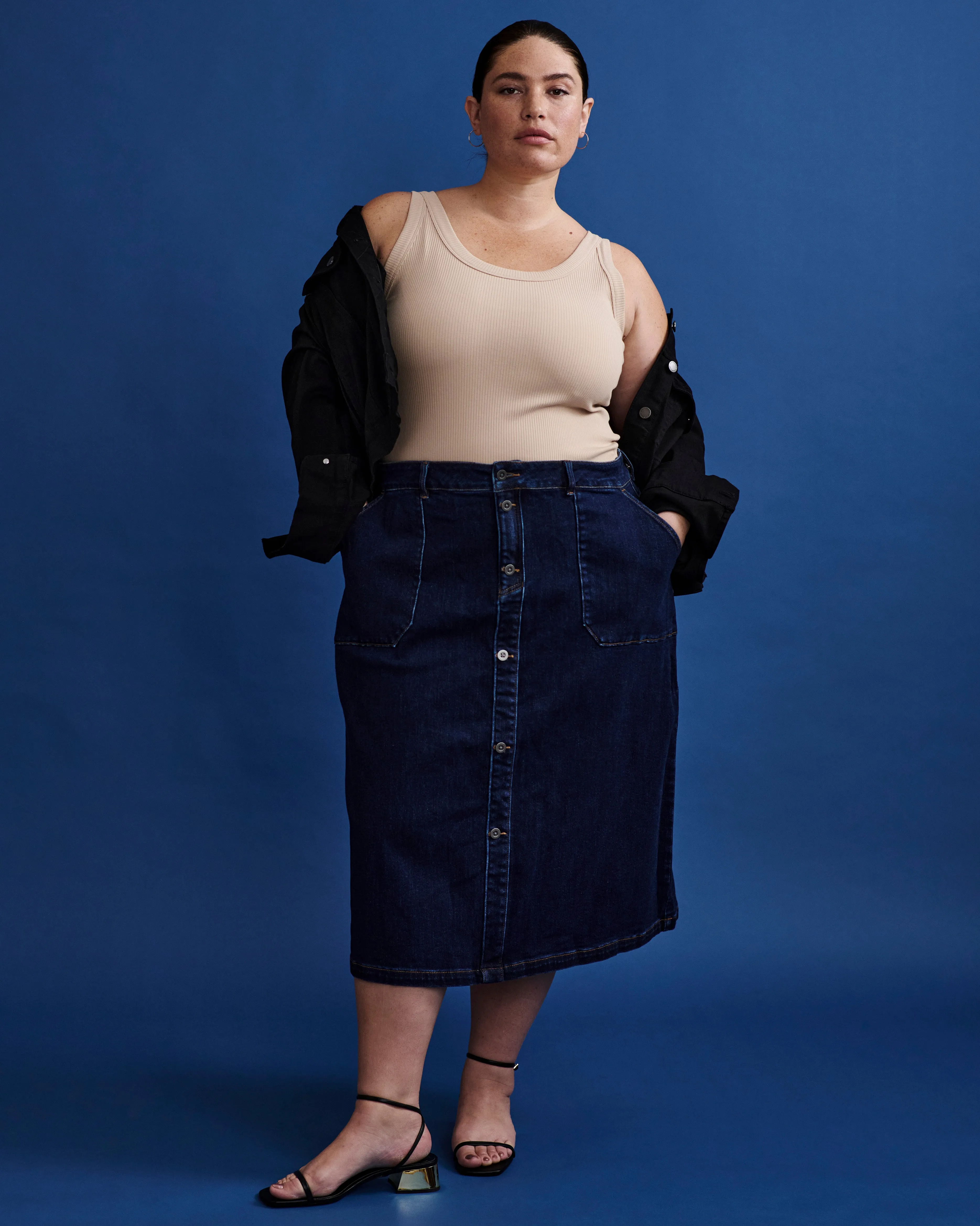 Baez Denim Skirt - Astro Blue sold by Universal Standard