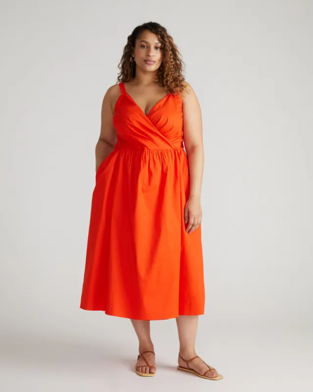 Bellport Sateen Crossover Dress - Sun Fire sold by Universal Standard