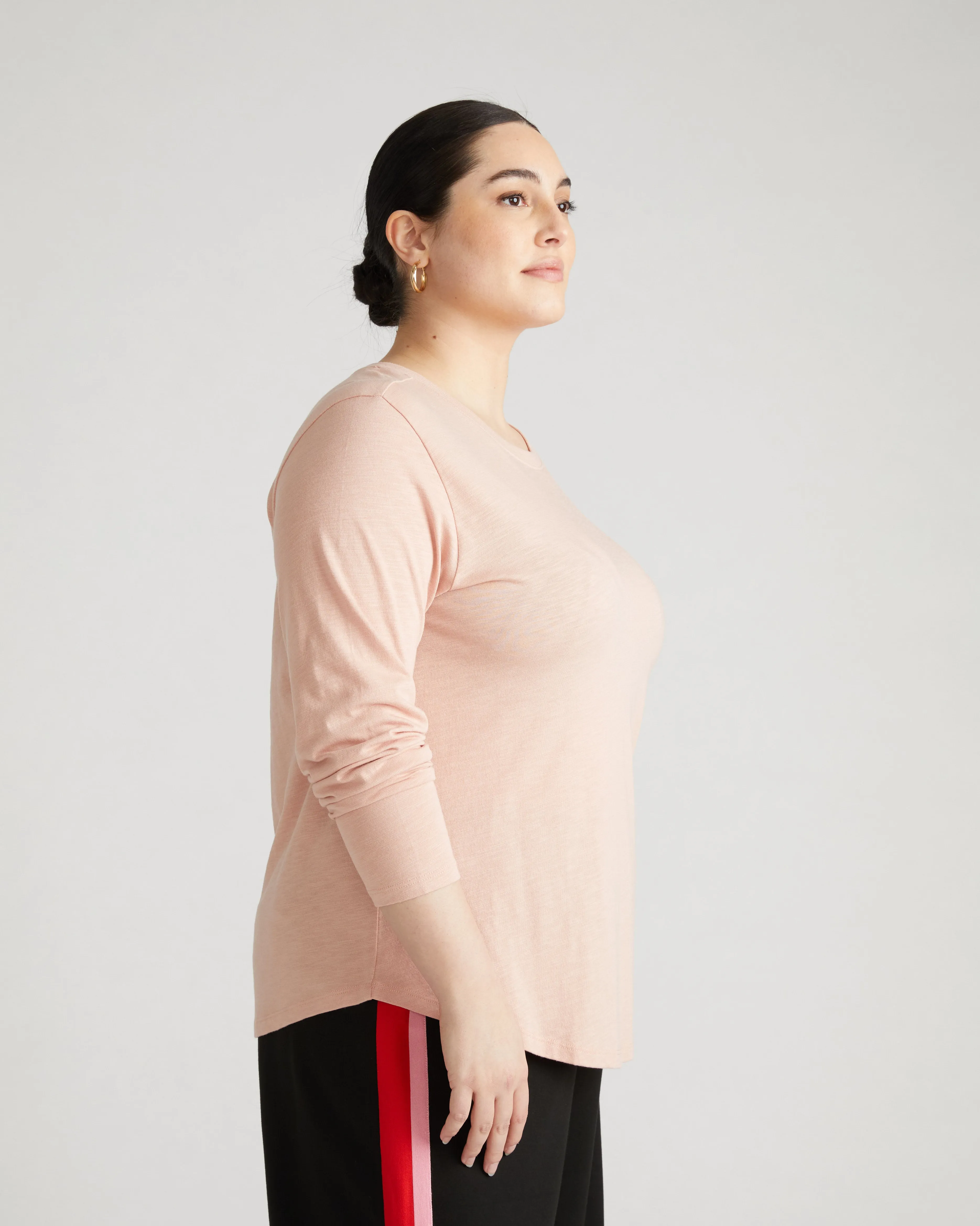 Light-As-Air Long Sleeve Crew Neck Tee - Mahogany Rose sold by Universal Standard product image thumbnail 3