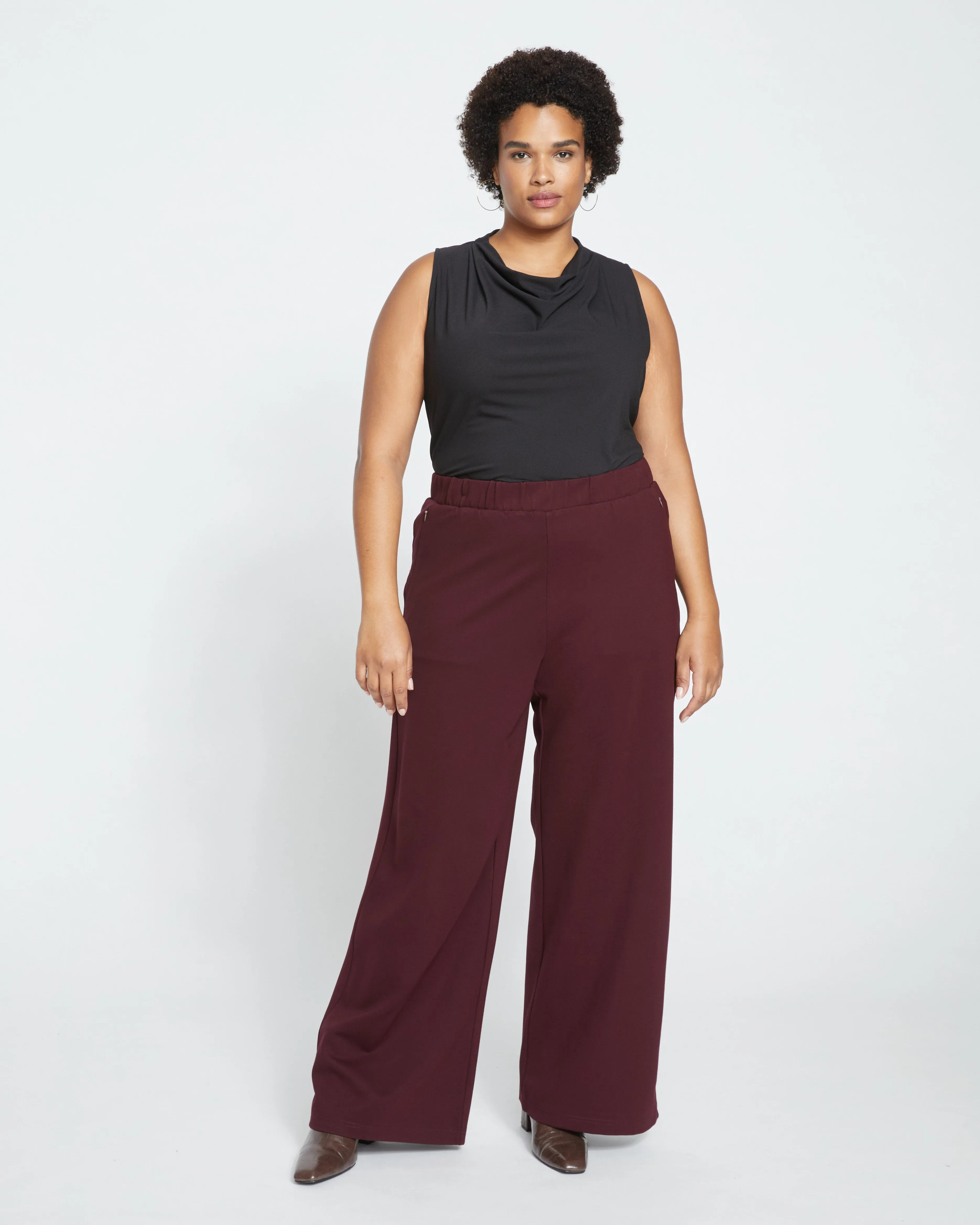 Stephanie Wide Leg Ponte Pants - Black Cherry sold by Universal Standard
