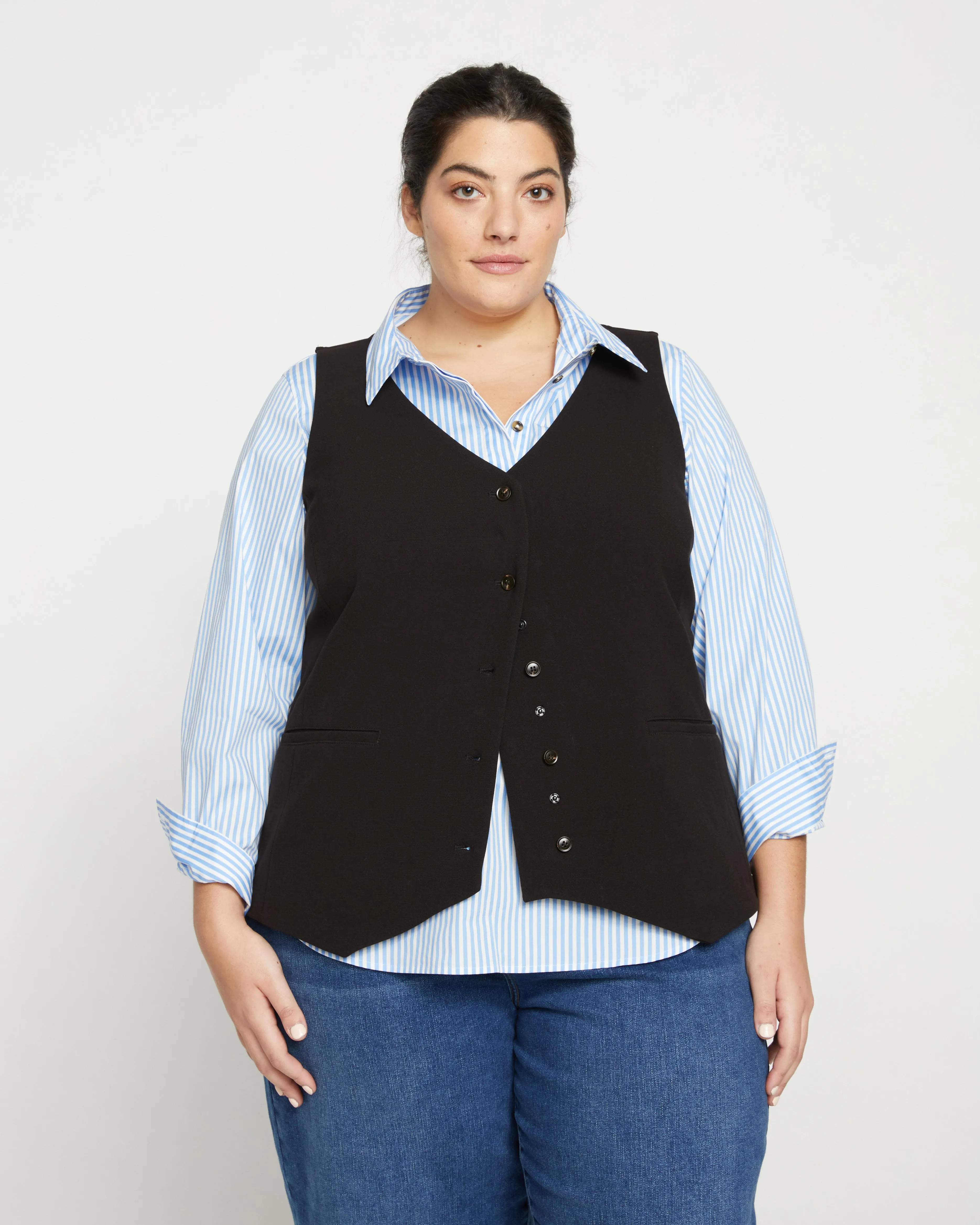 Elbe Popover Stretch Poplin Shirt Classic Fit - Blue/White Stripe sold by Universal Standard product image thumbnail 4