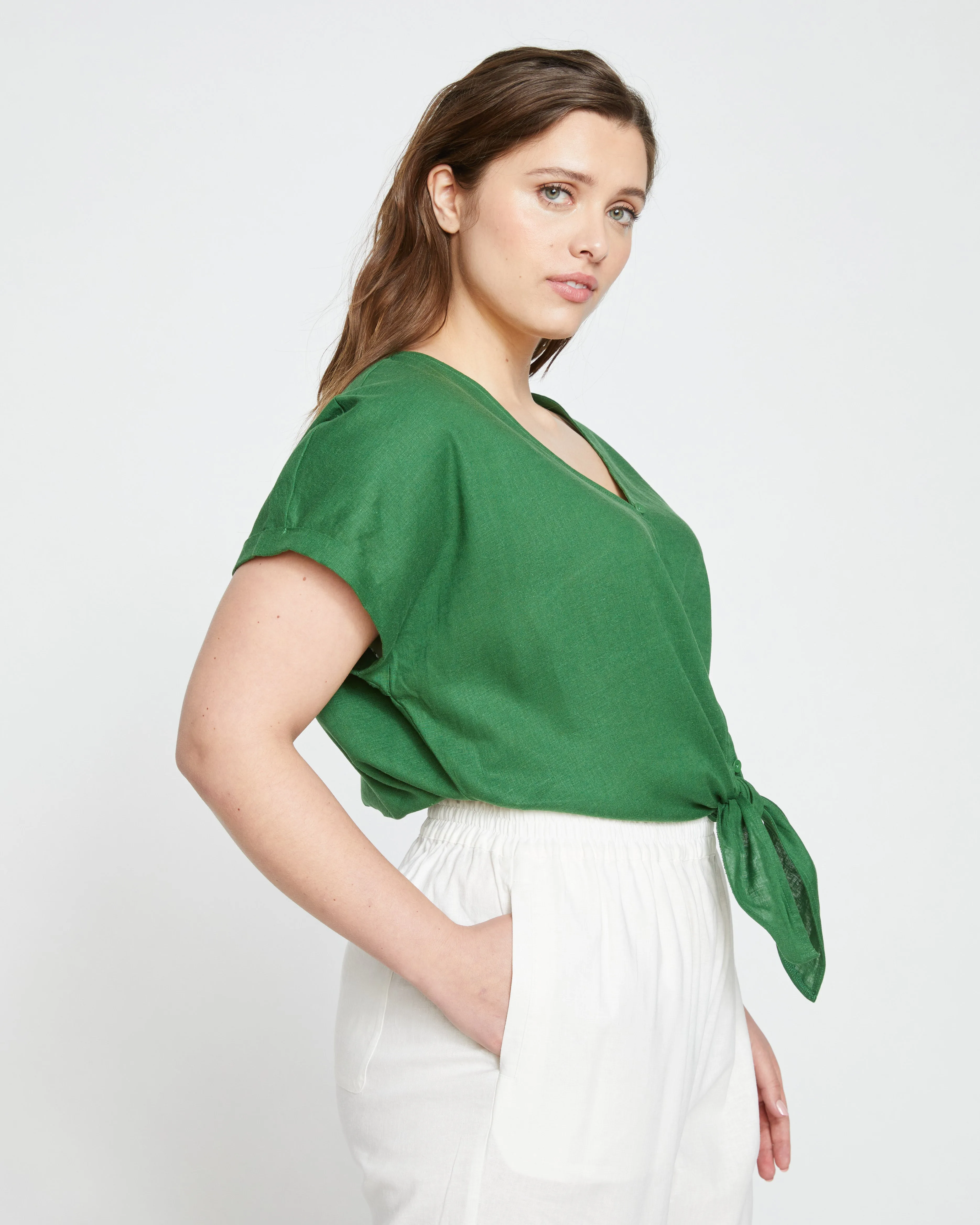 Tropez Tied Linen Crop Top - Jardin sold by Universal Standard product image thumbnail 3