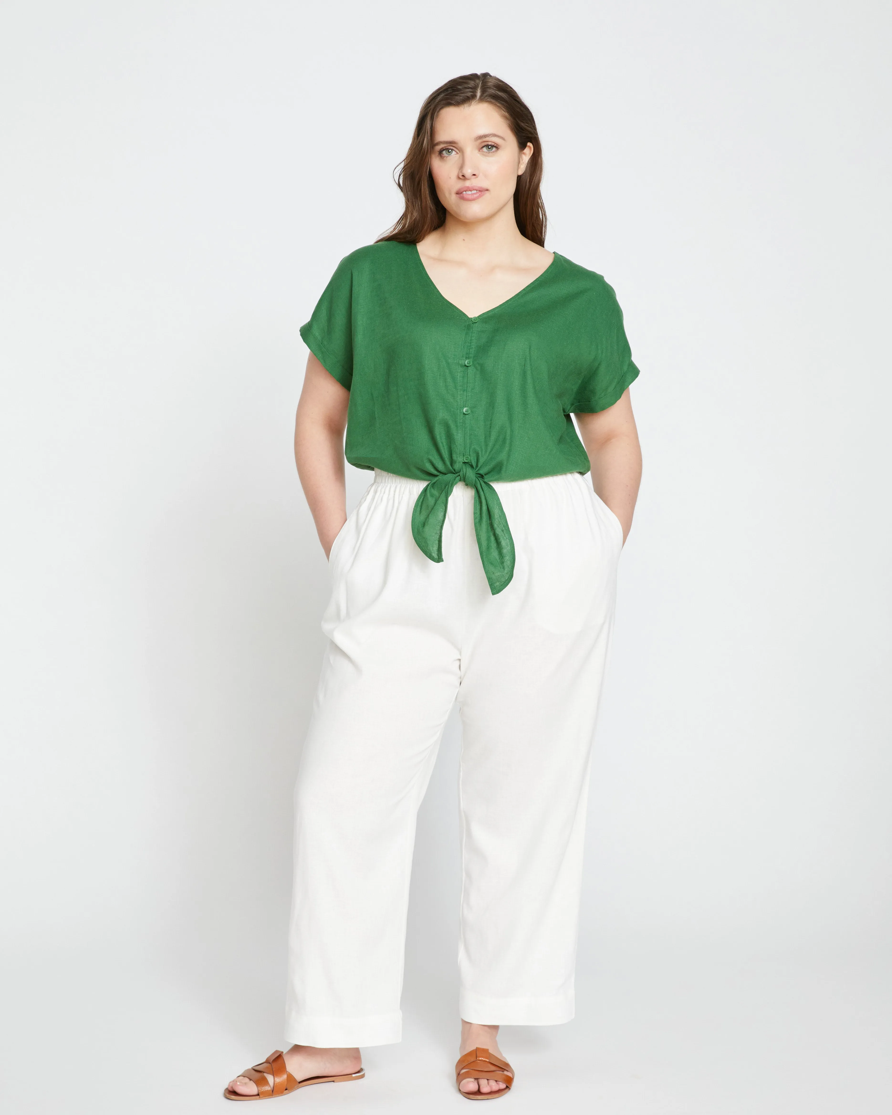 Tropez Tied Linen Crop Top - Jardin sold by Universal Standard product image thumbnail 2