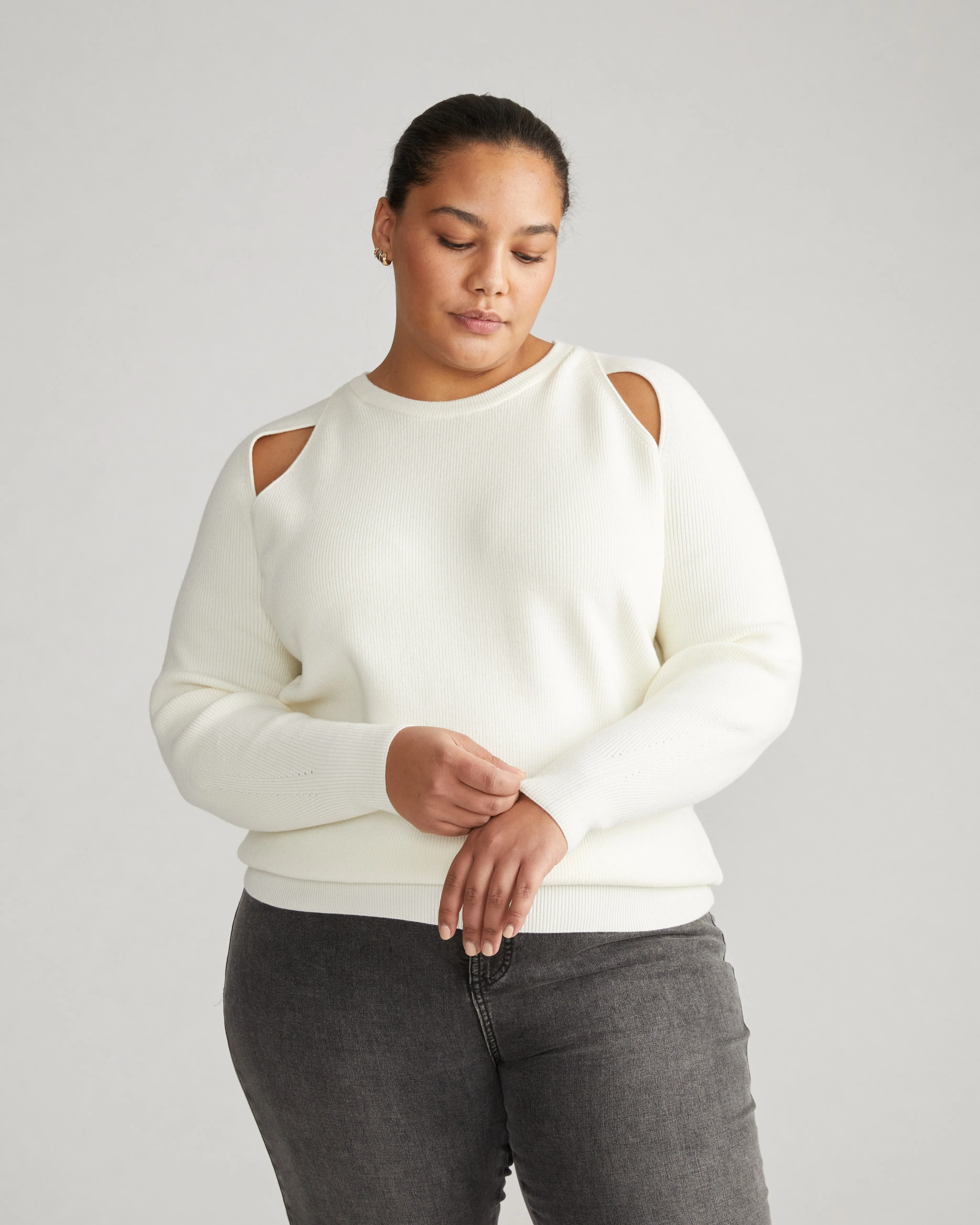 Better-Than-Wool Keyhole Sweater - Tusk sold by Universal Standard