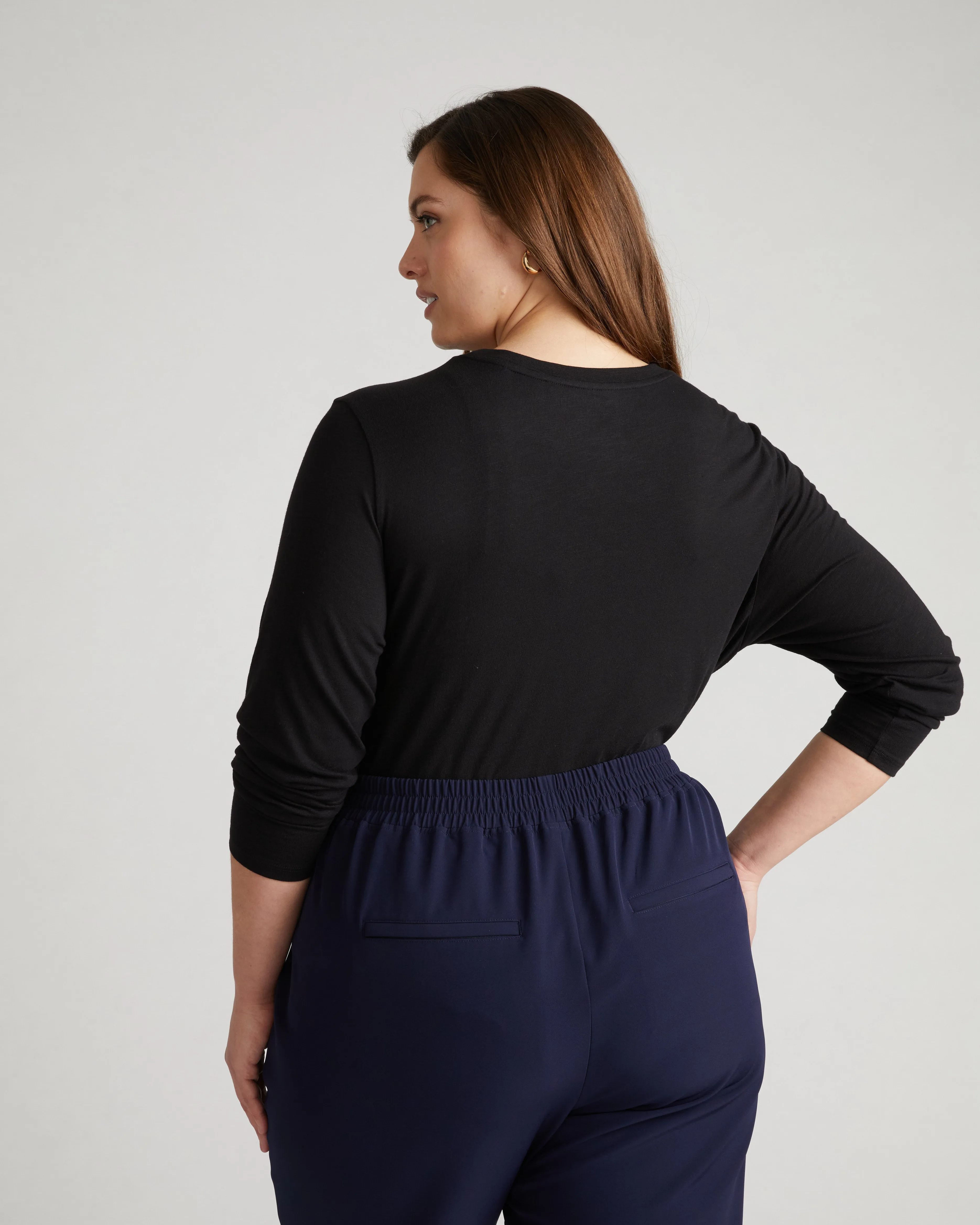 Light-As-Air Long Sleeve Crew Neck Tee - Black sold by Universal Standard product image thumbnail 4