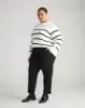 Bardot Wide Sleeve Cotton Sweater - Cream/Black Stripe sold by Universal Standard