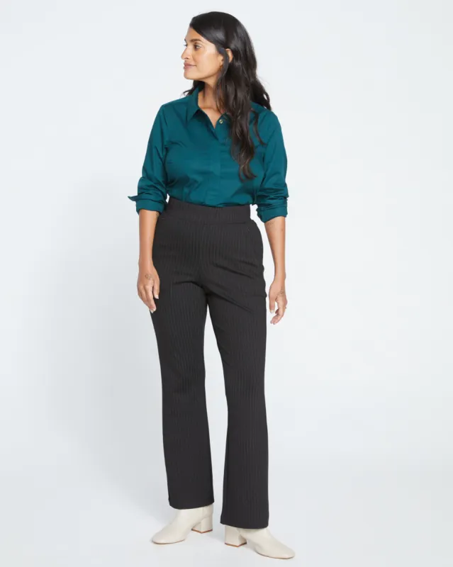 Pull On Bootcut Ponte Pants - Slate Pinstripe sold by Universal Standard