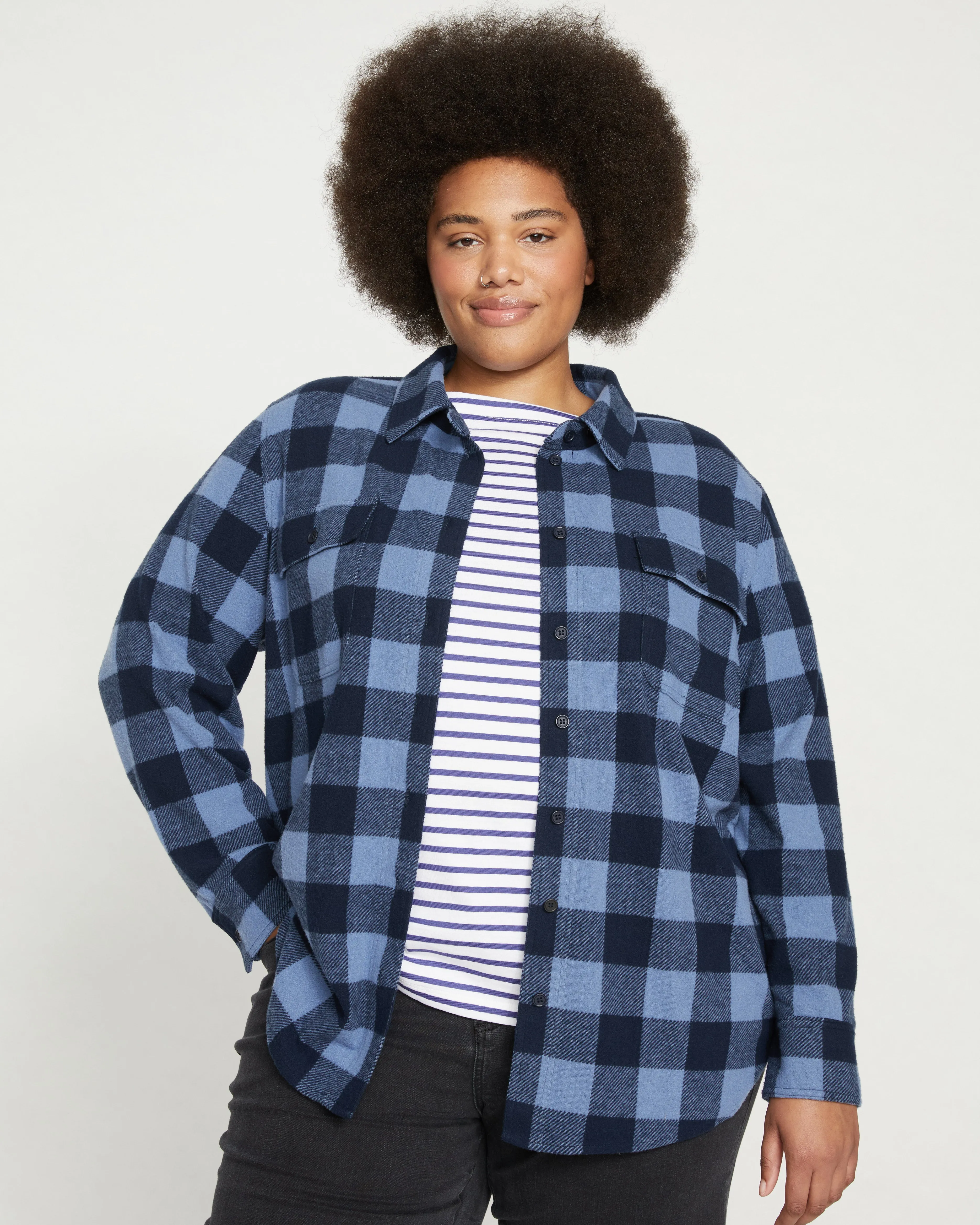 Maine Stretch Flannel Shirt - Midnight Plaid sold by Universal Standard product image thumbnail 3