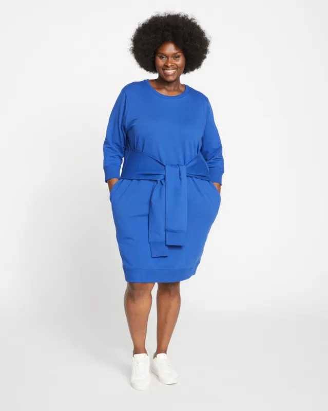 Classic Light Terry Tie Sweatshirt Dress - Lapis sold by Universal Standard