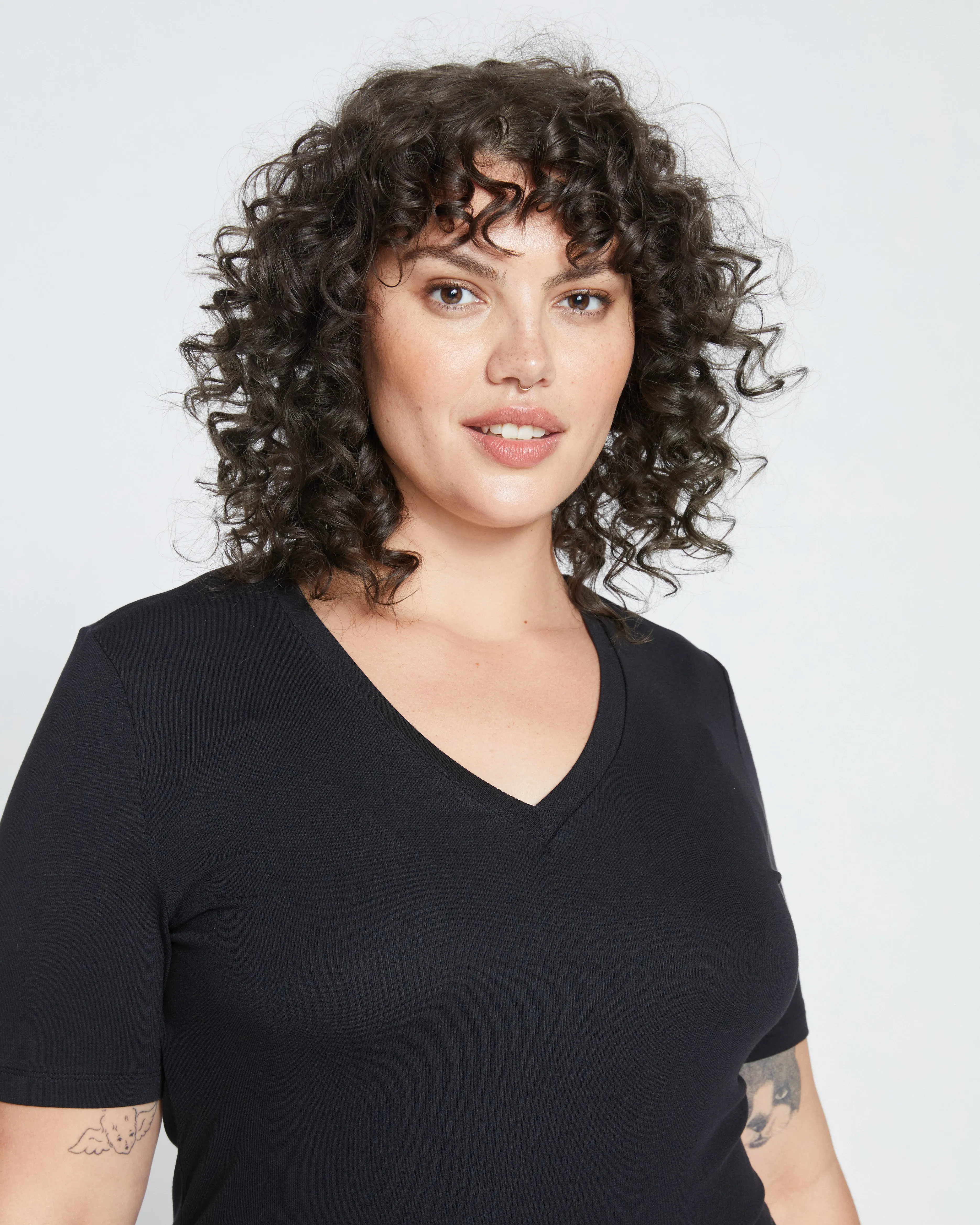 Foundation Short Sleeve V-Neck Tee - Black sold by Universal Standard product image thumbnail 2