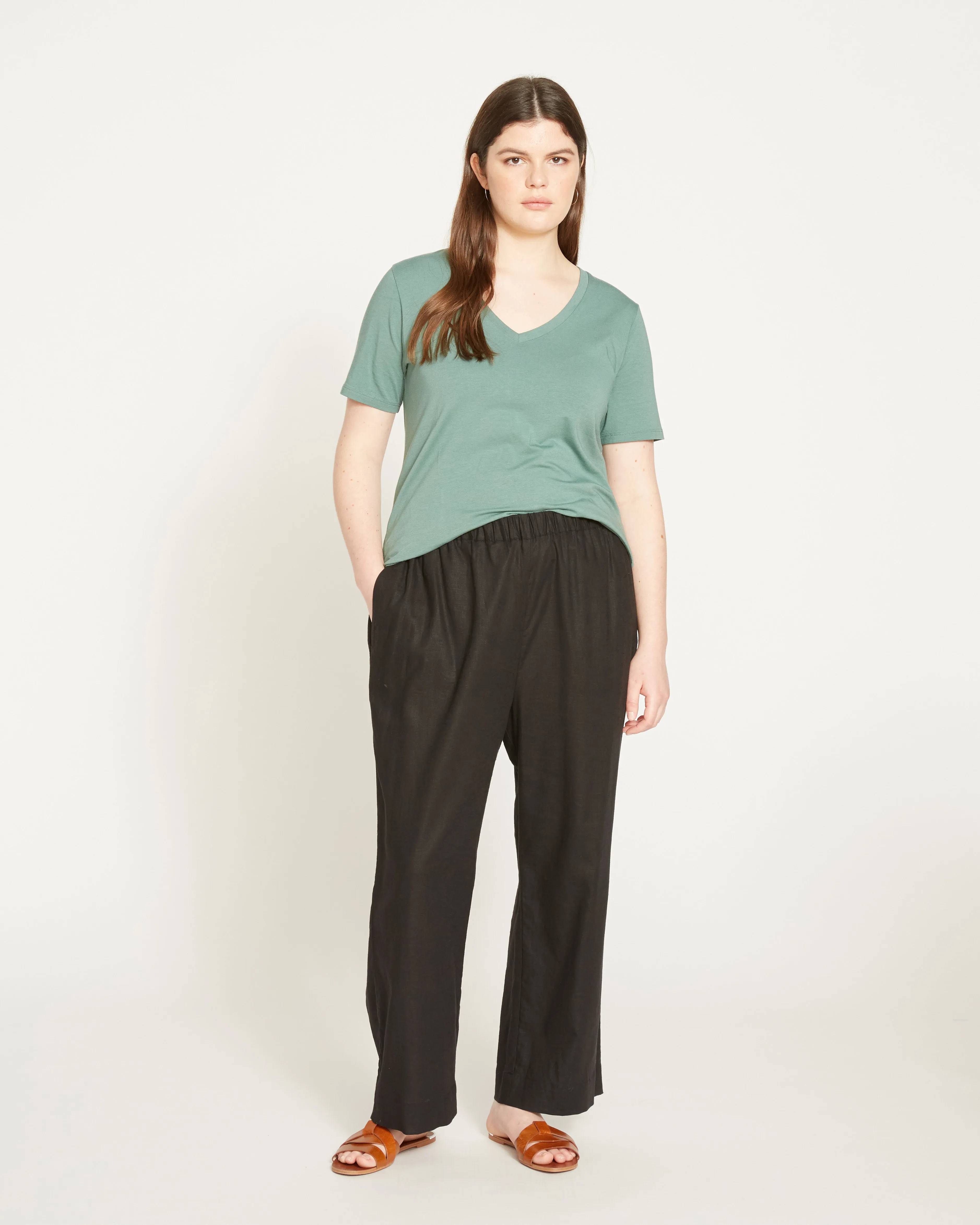 Iris Linen Easy Pull-On Pants - Black sold by Universal Standard product image thumbnail 5