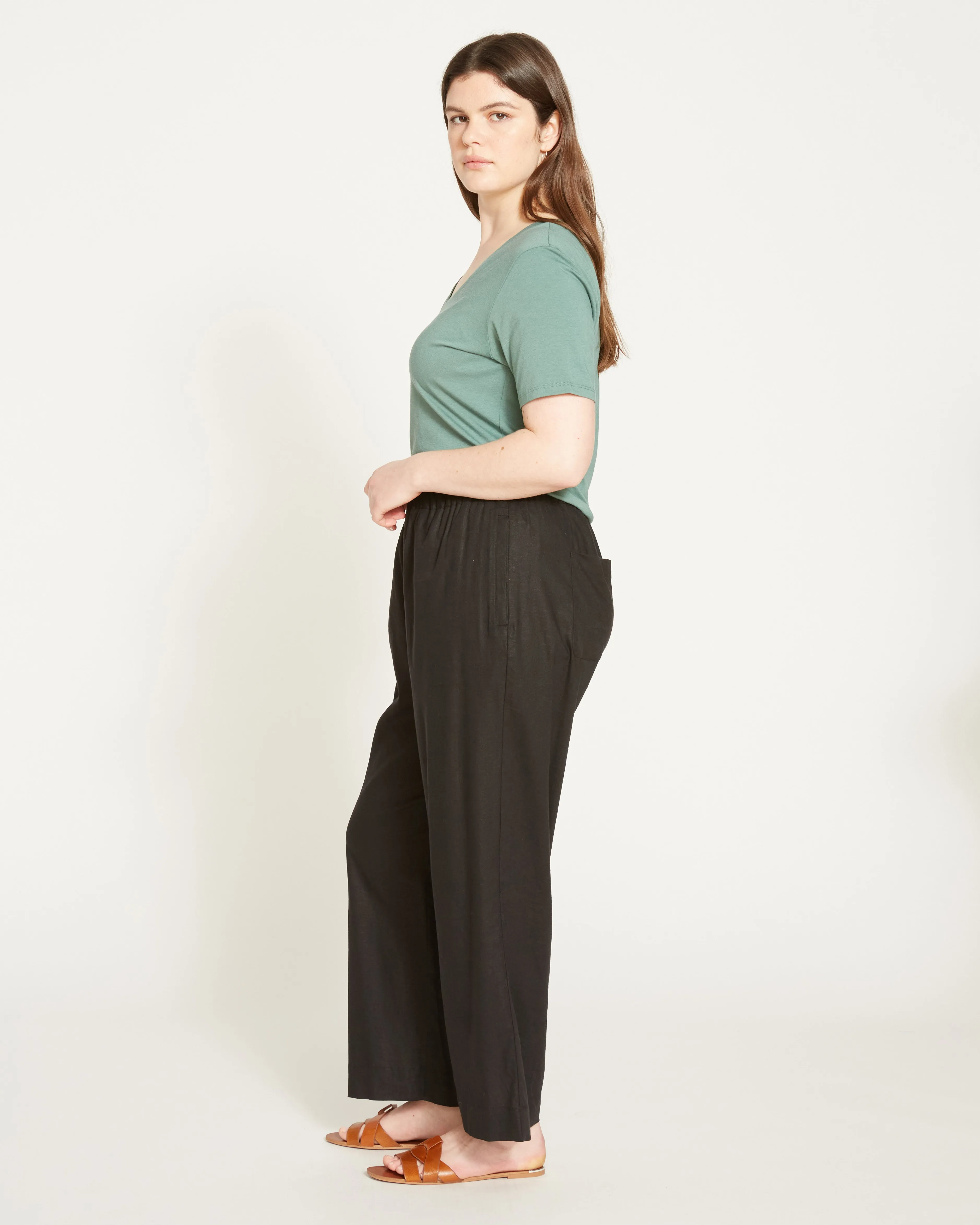 Iris Linen Easy Pull-On Pants - Black sold by Universal Standard product image thumbnail 4