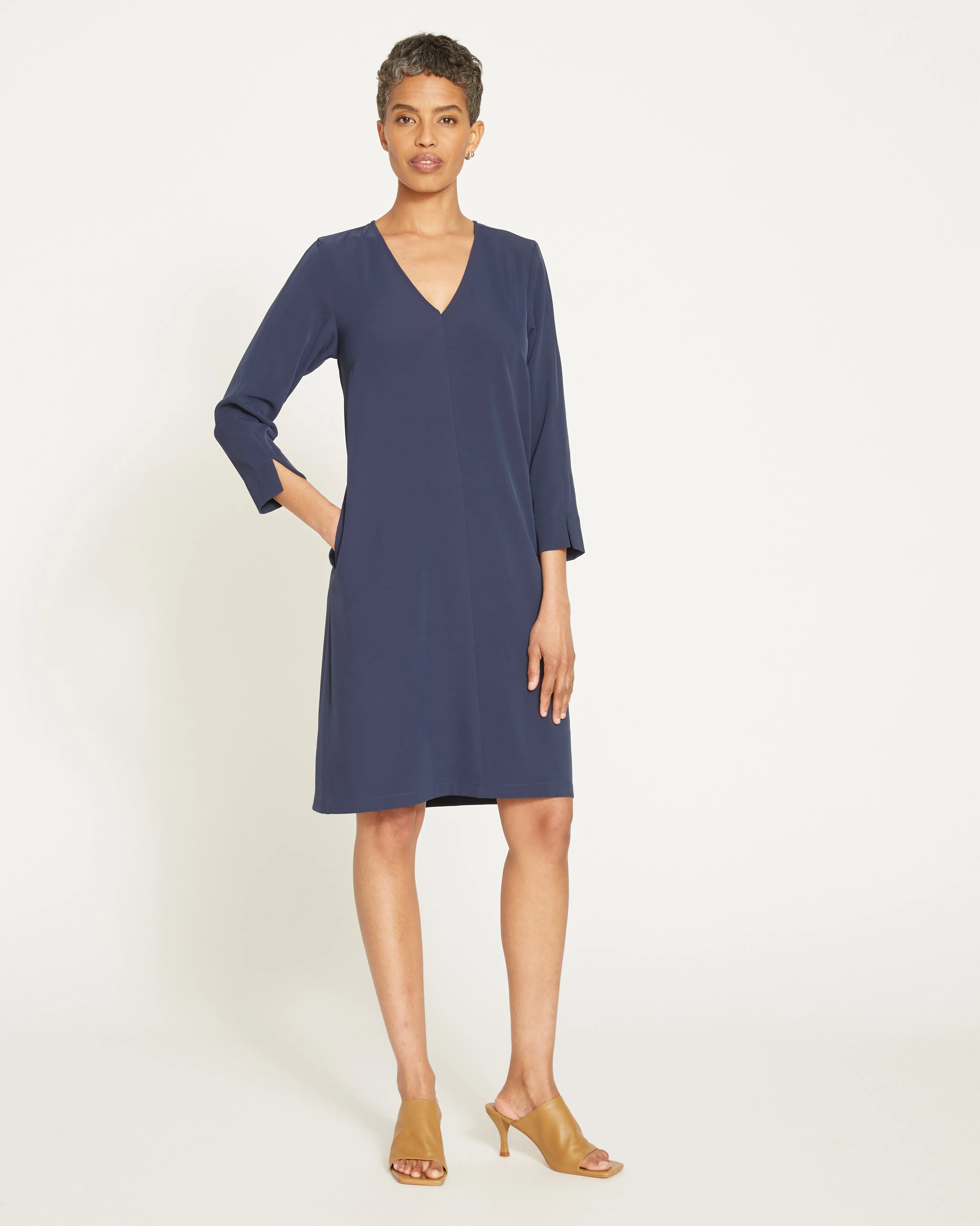 City Stretch Crepe Shift Dress - Navy sold by Universal Standard product image thumbnail 5