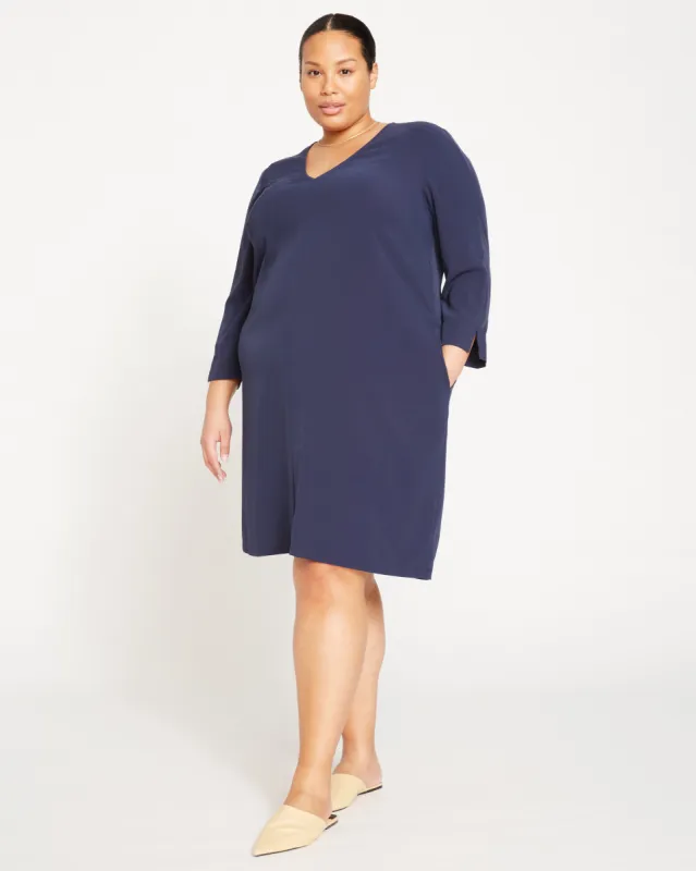 City Stretch Crepe Shift Dress - Navy sold by Universal Standard