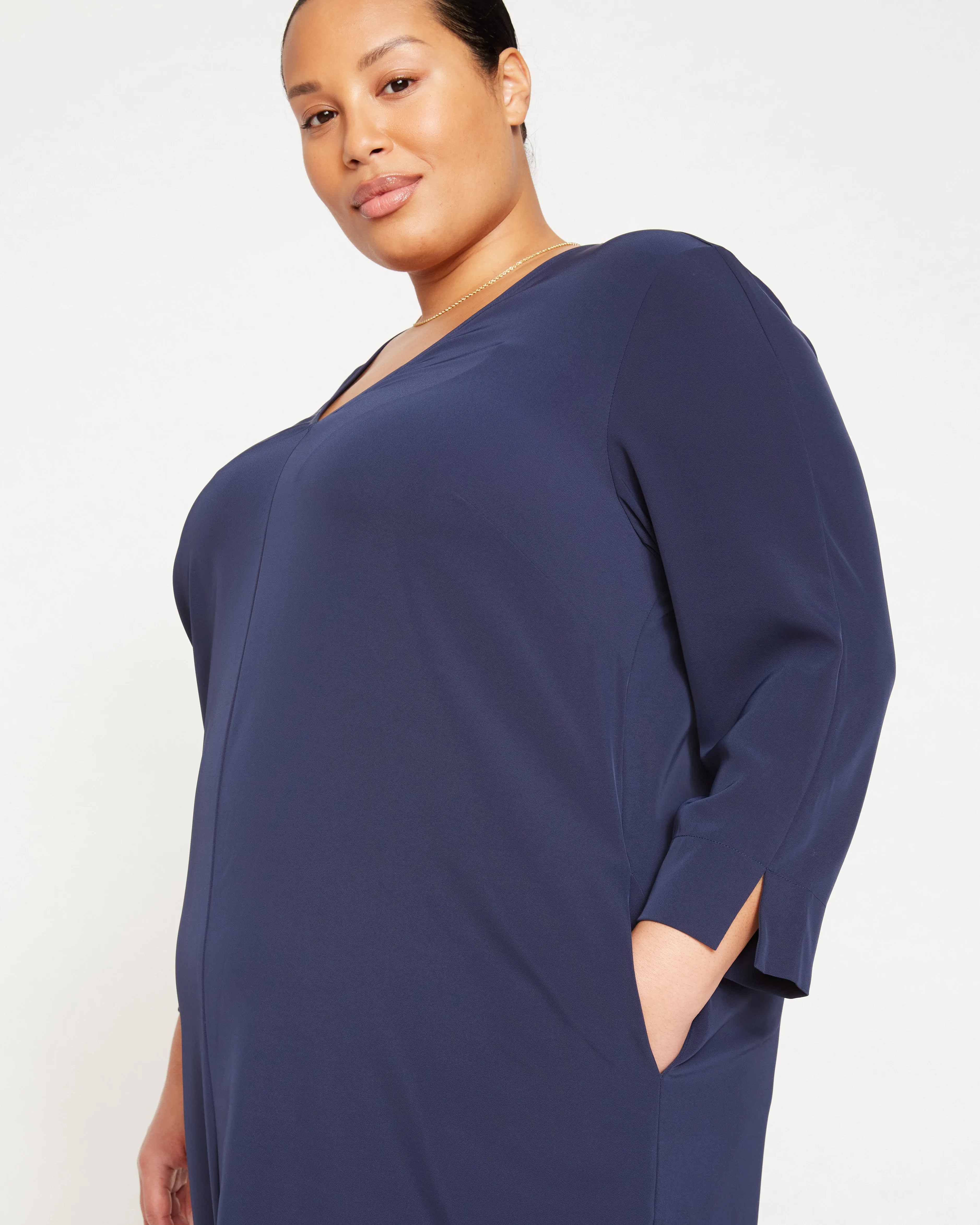 City Stretch Crepe Shift Dress - Navy sold by Universal Standard product image thumbnail 2