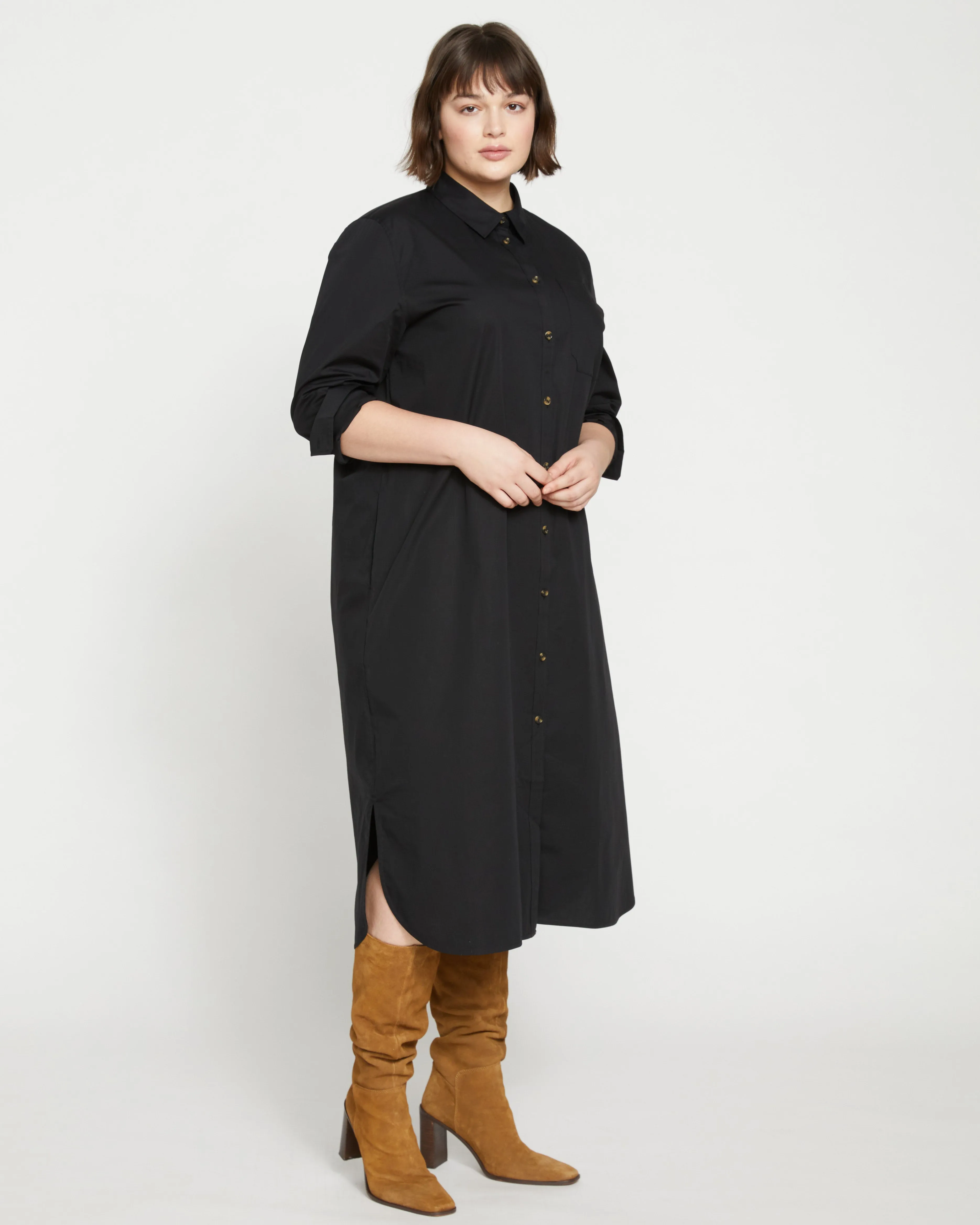 Odeon Stretch Poplin Shirtdress - Black sold by Universal Standard product image thumbnail 3