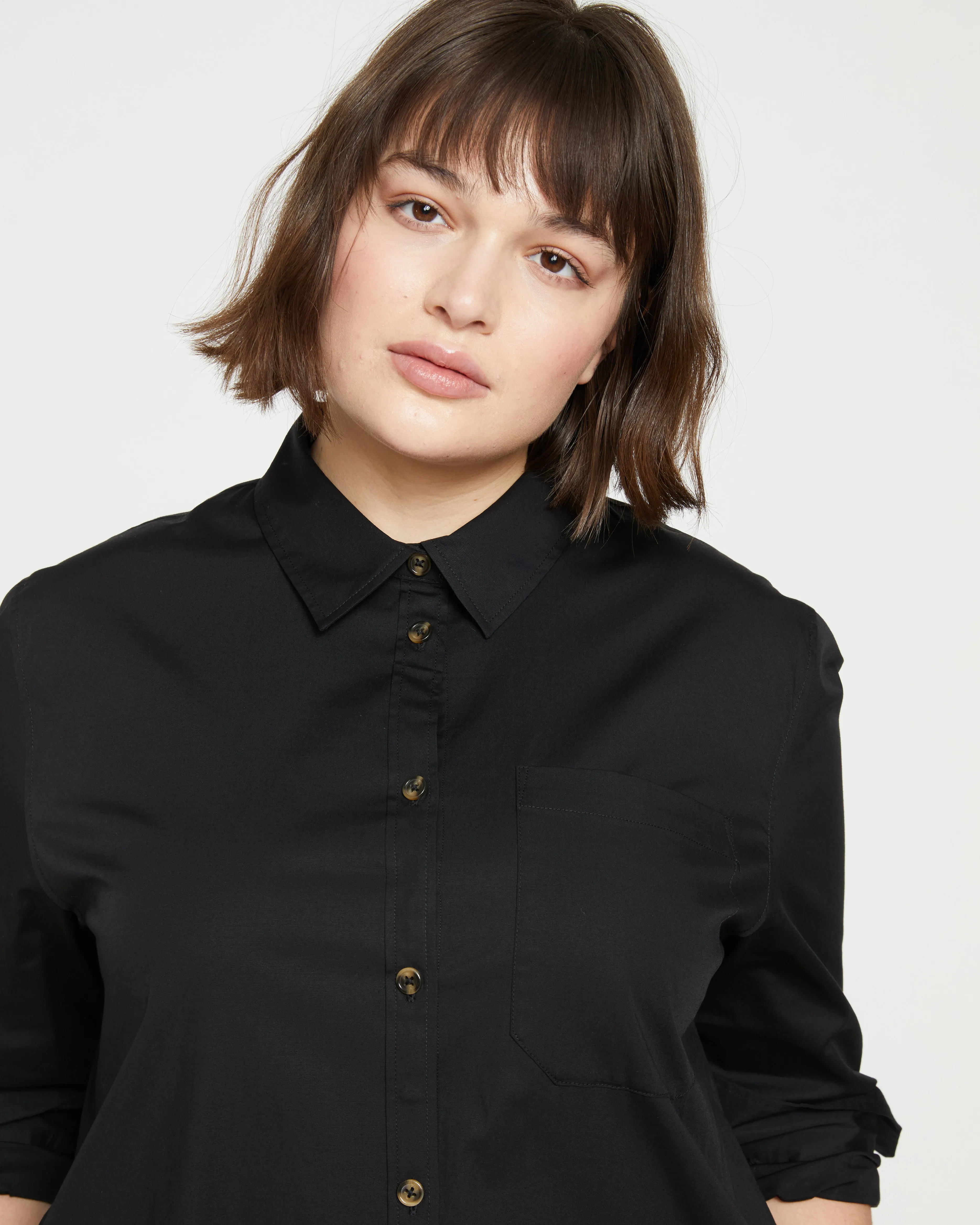 Odeon Stretch Poplin Shirtdress - Black sold by Universal Standard product image thumbnail 2