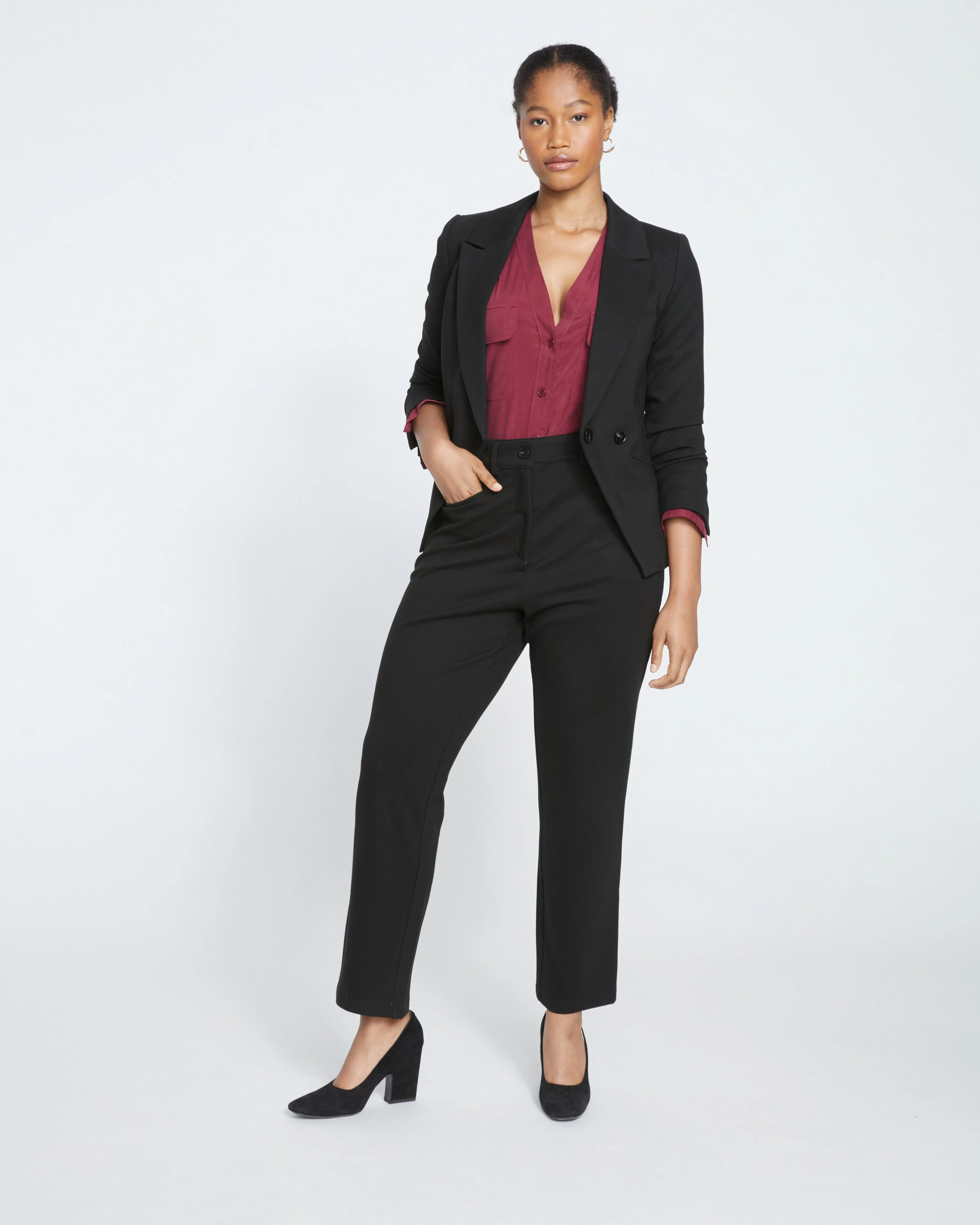 Long Cigarette Ponte Pants - Black sold by Universal Standard