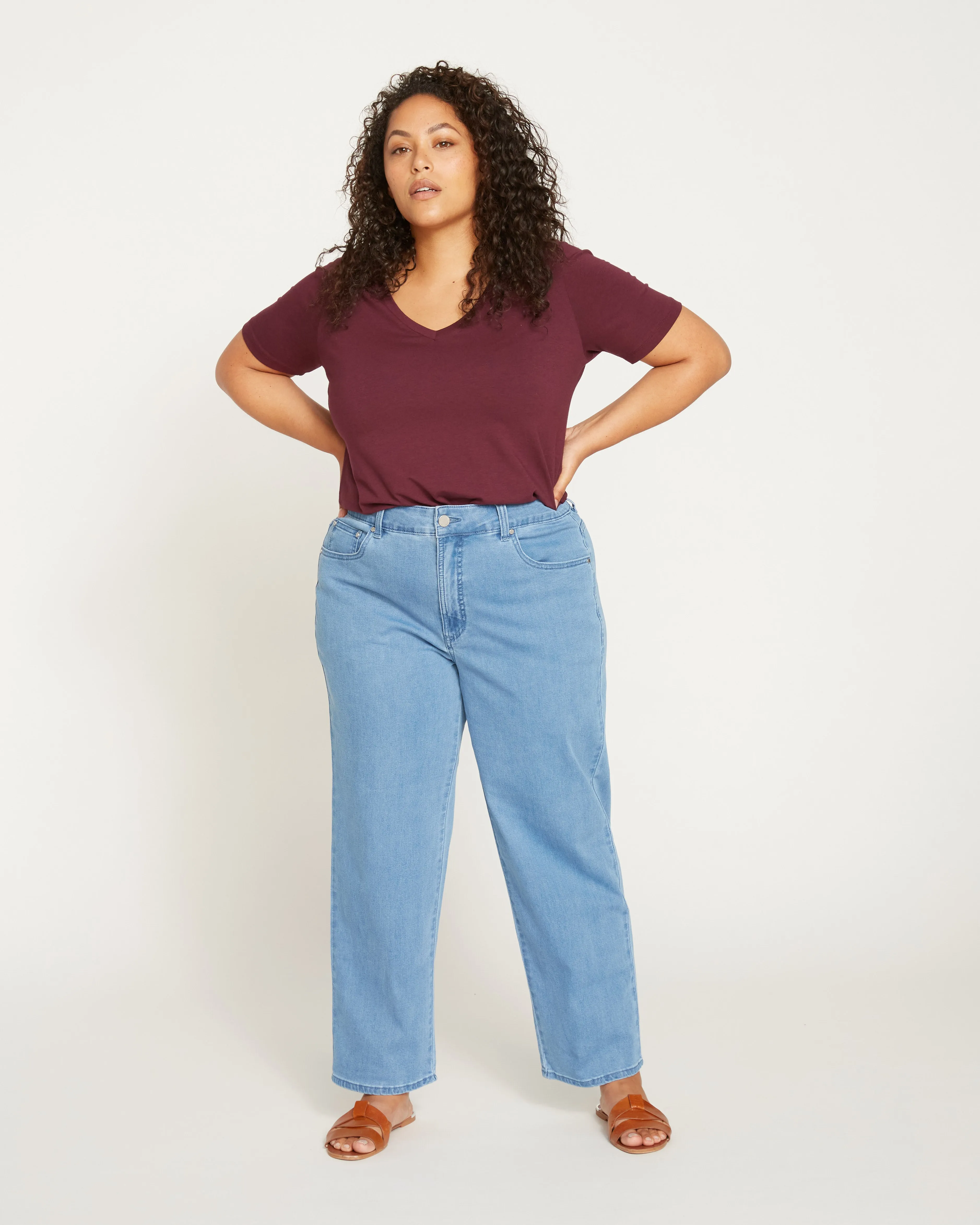 Lightweight Etta High Rise Straight Leg Jeans 28 Inch - Pacific sold by Universal Standard