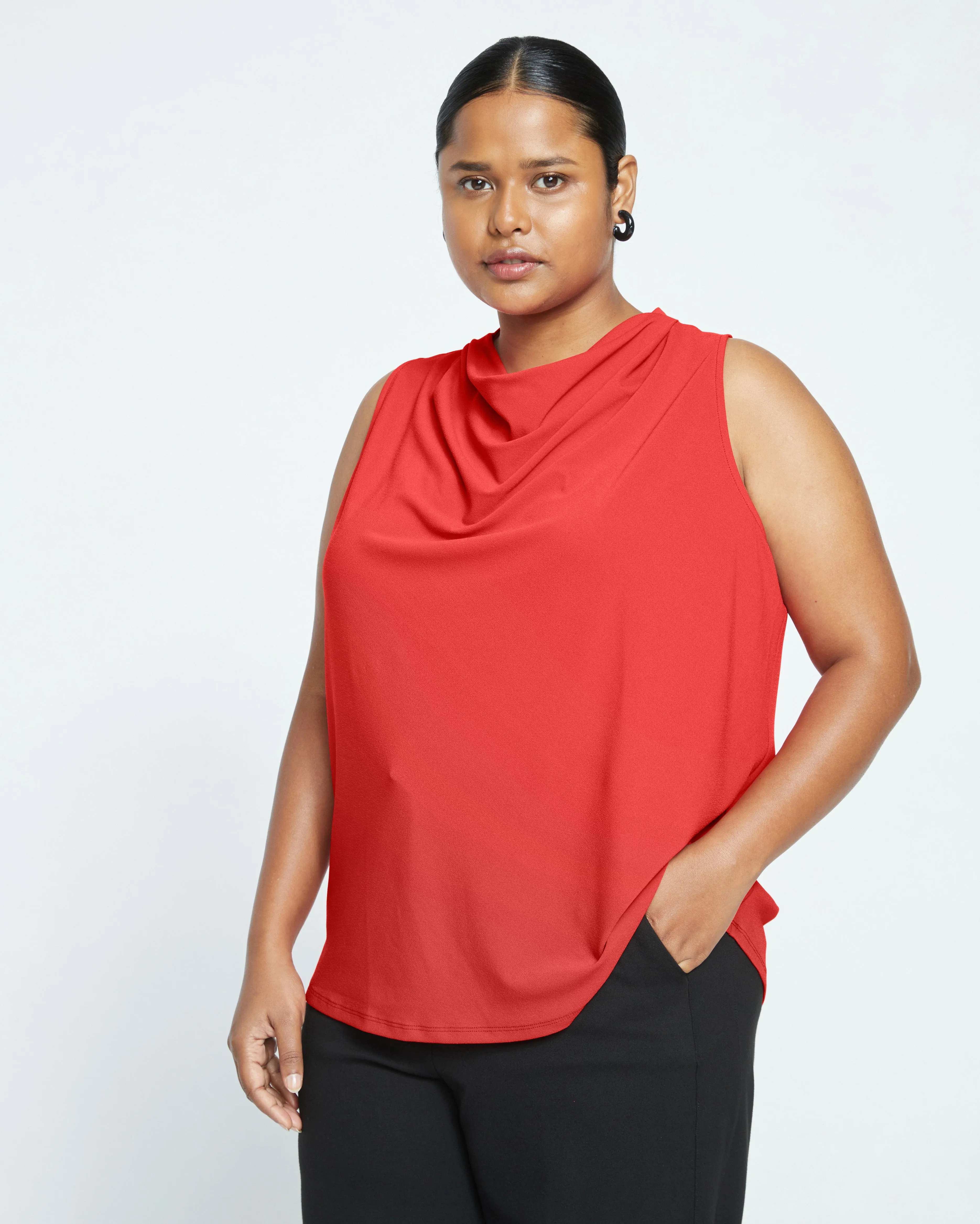 Crepe Jersey Cowl Tank Blouse - Vermilion Red sold by Universal Standard product image thumbnail 3
