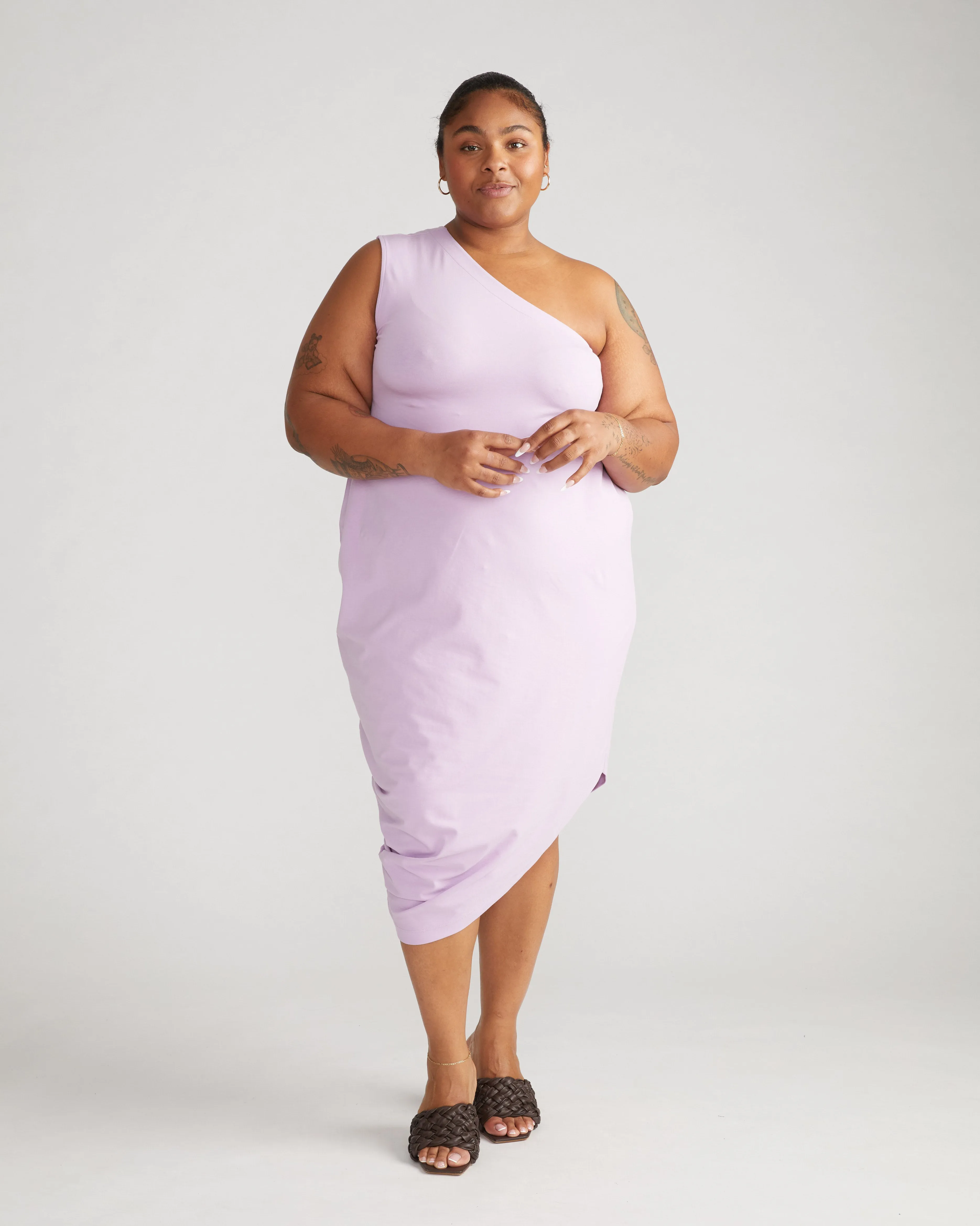 Iconic Geneva One Shoulder Dress - Lilac sold by Universal Standard