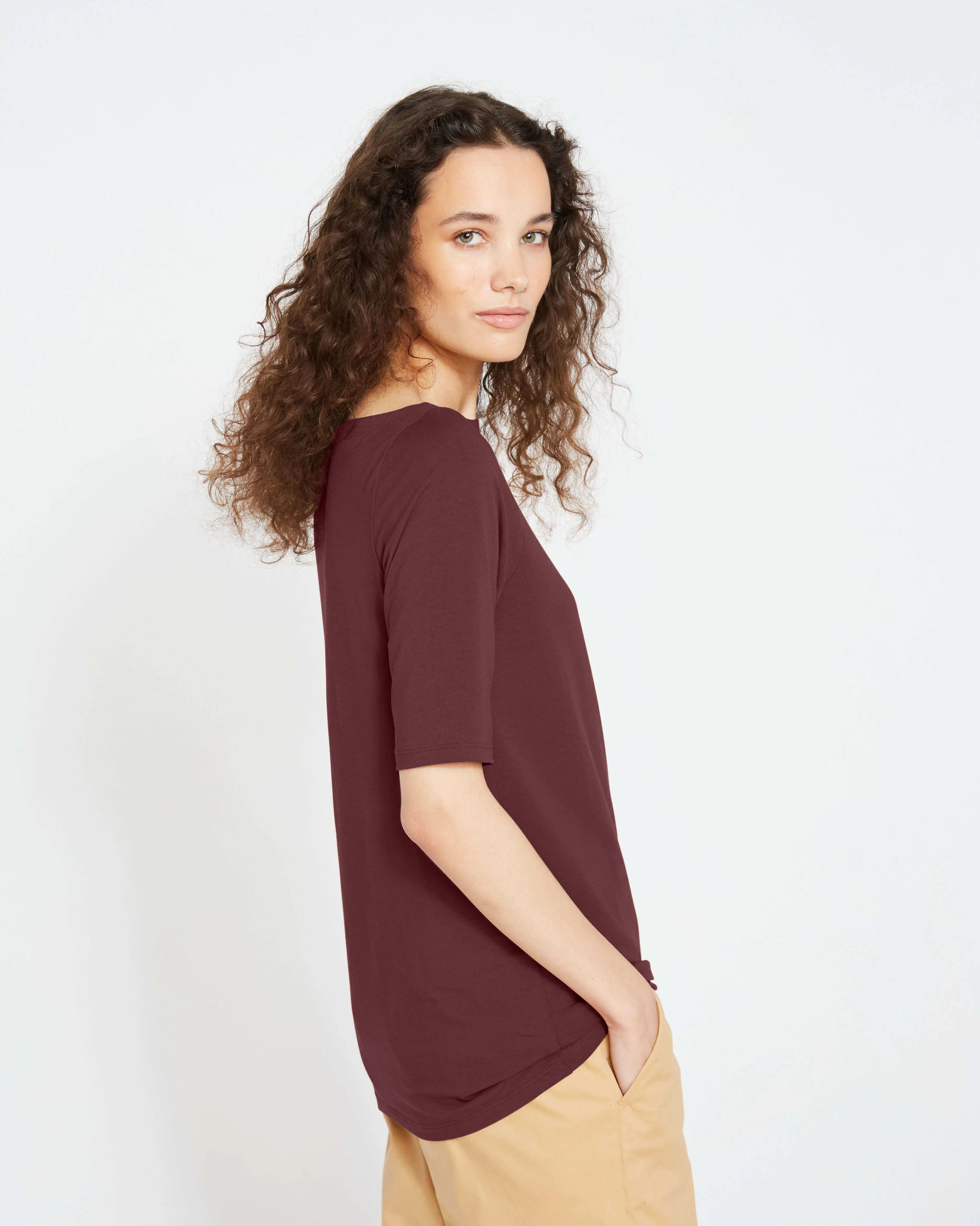 Bella Boatneck Tee - Black Cherry sold by Universal Standard product image thumbnail 2