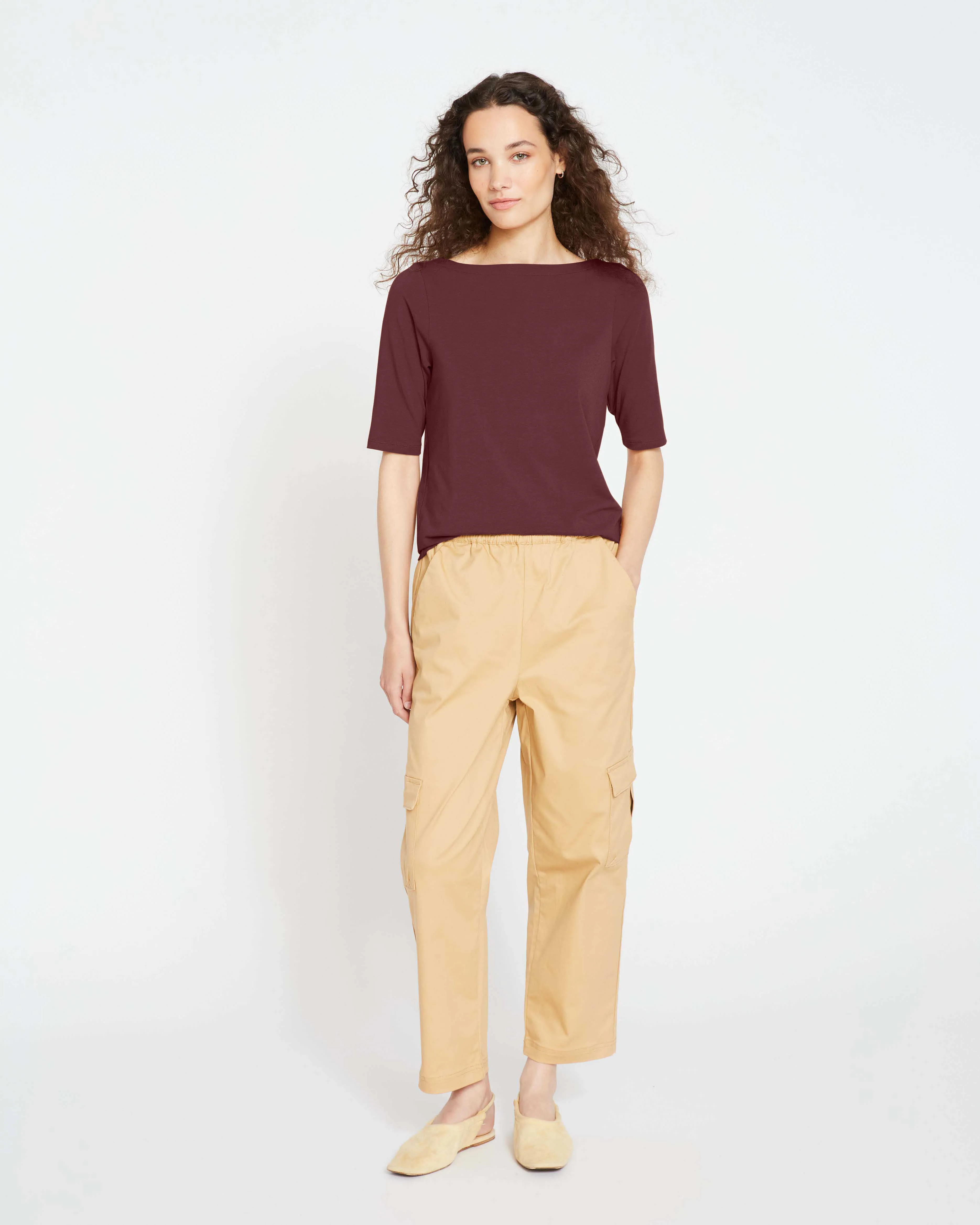 Bella Boatneck Tee - Black Cherry sold by Universal Standard