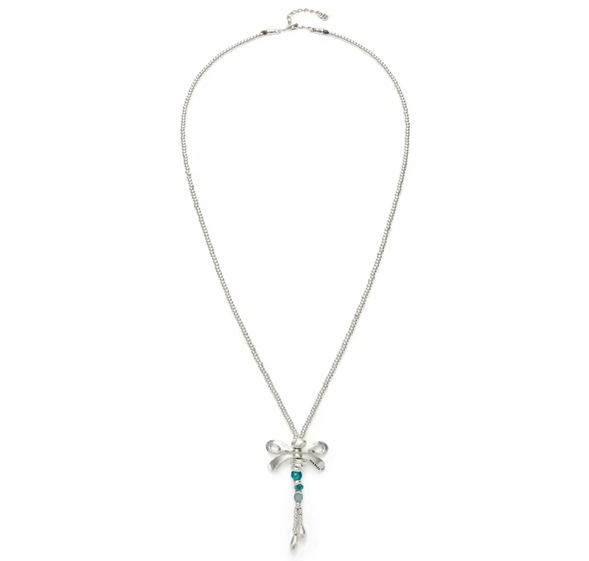 SER REBELDE CRYSTAL DRAGONFLY LONG SILVER NECKLACE sold by UNO de 50