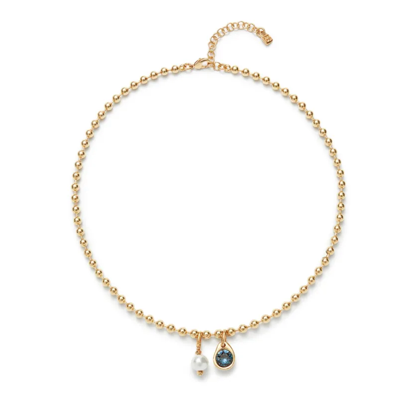 SER UNICO EXCLUSIVO BLUE CZ PEARL GOLD NECKLACE sold by UNO de 50