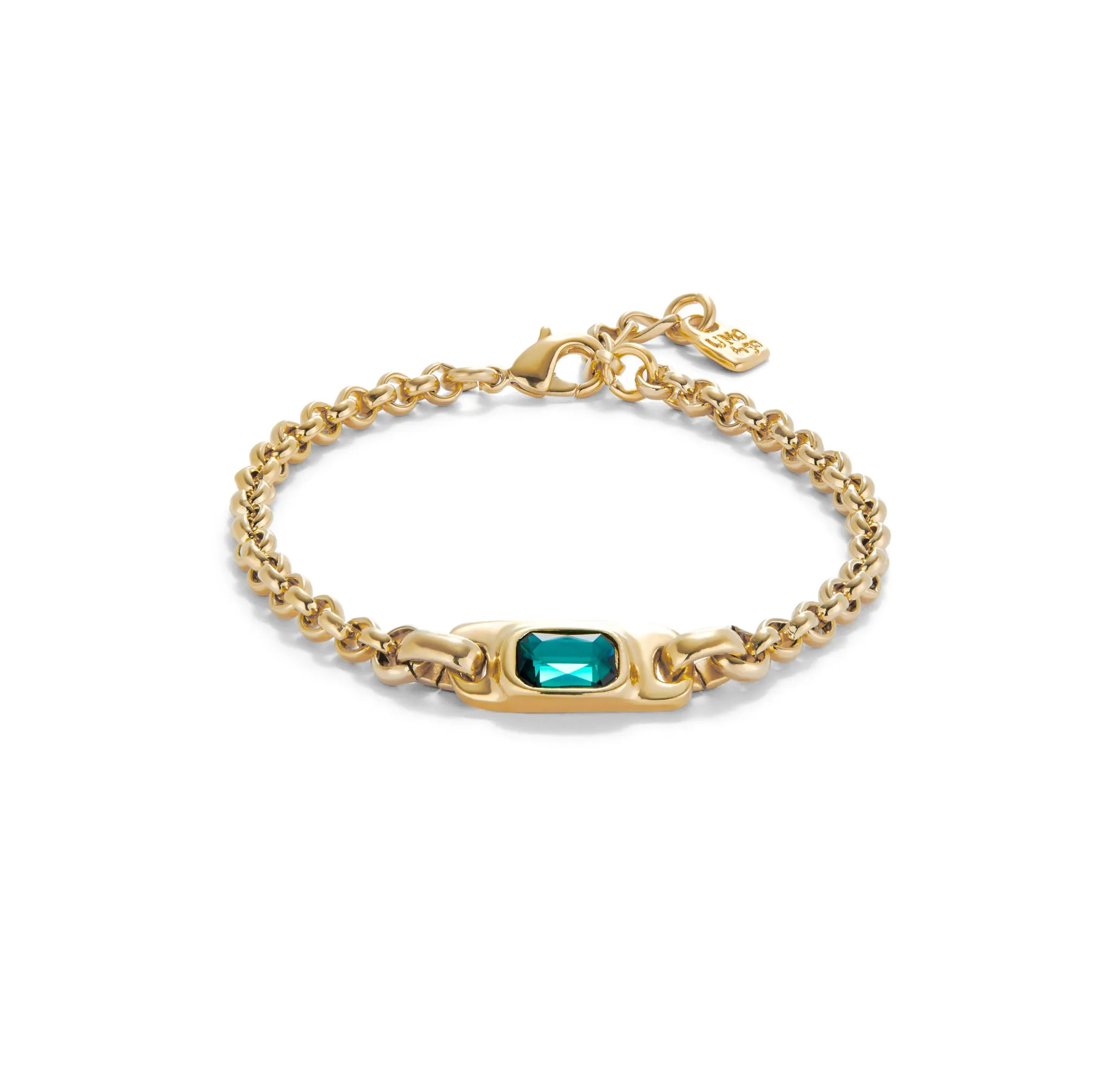 SER MAGNETICA GREEN CRYSTAL RECTANGLE GOLD CHAIN BRACELET sold by UNO de 50