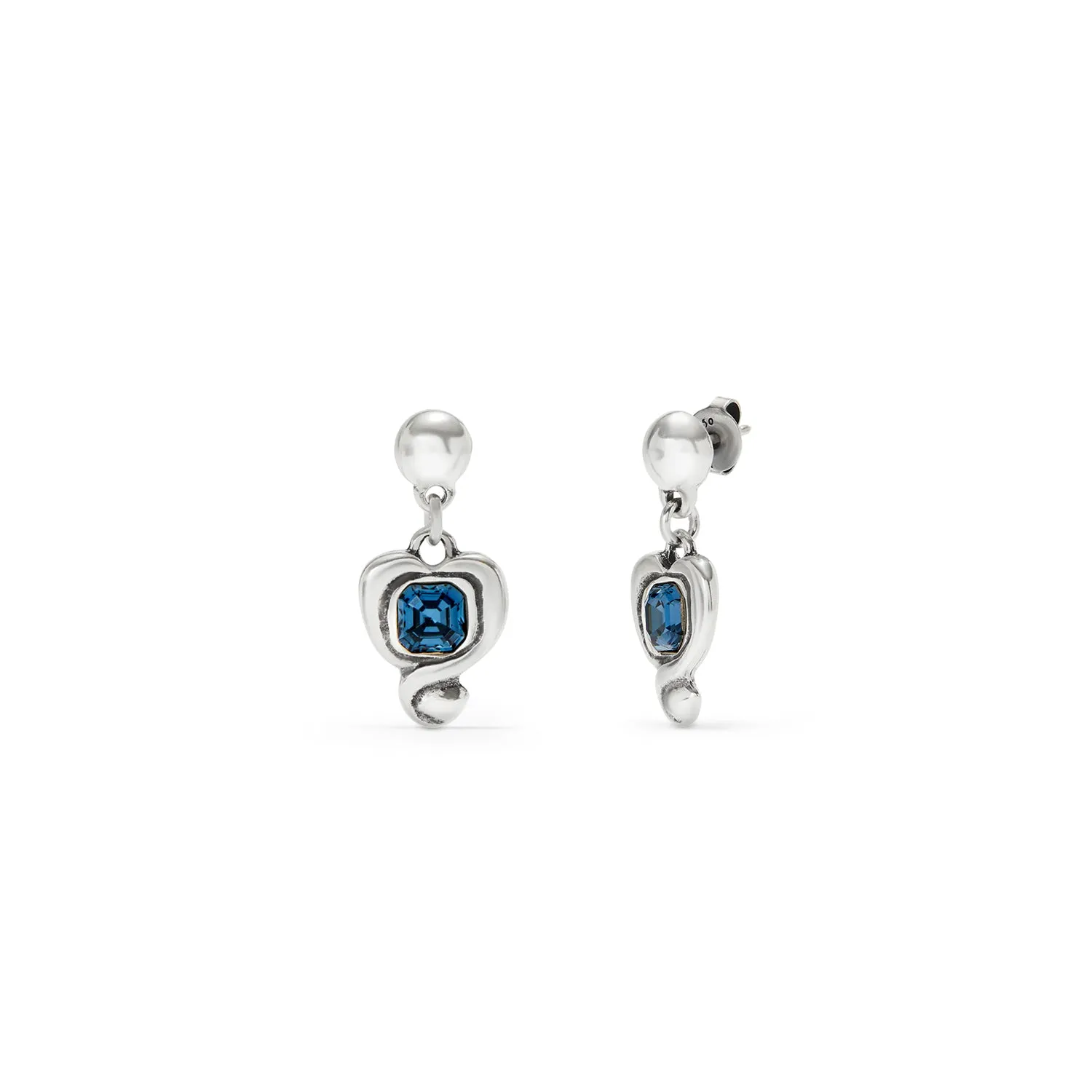 SER EXPRESIVA BLUE CRYSTAL HEART SILVER EARRINGS sold by UNO de 50
