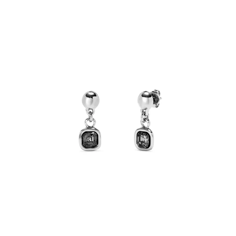 SER EXPRESIVA BLACK CRYSTAL RECTANGLE SILVER EARRINGS sold by UNO de 50