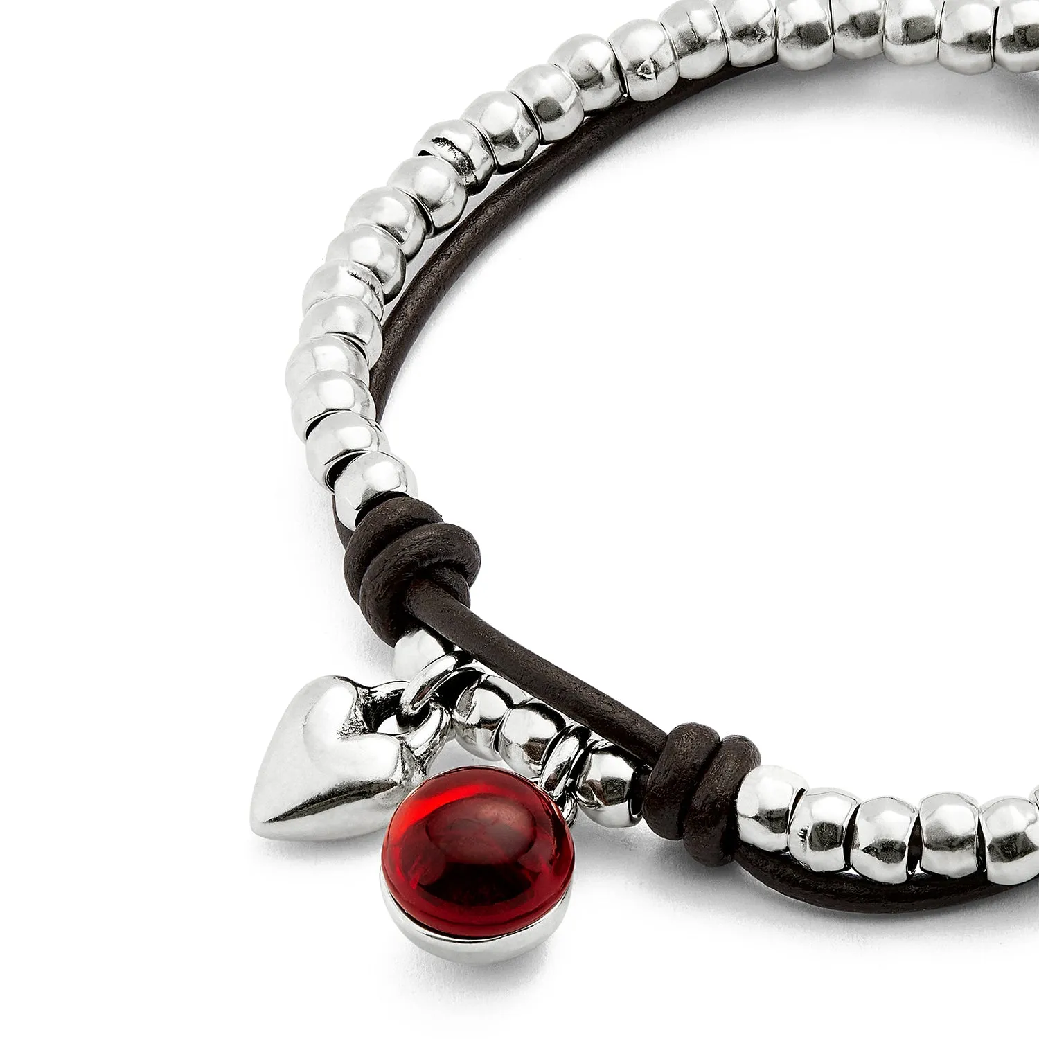 SER FASCINANTE RED MURANO GLASS CHARM LEATHER SILVER BRACELET sold by UNO de 50 product image thumbnail 4