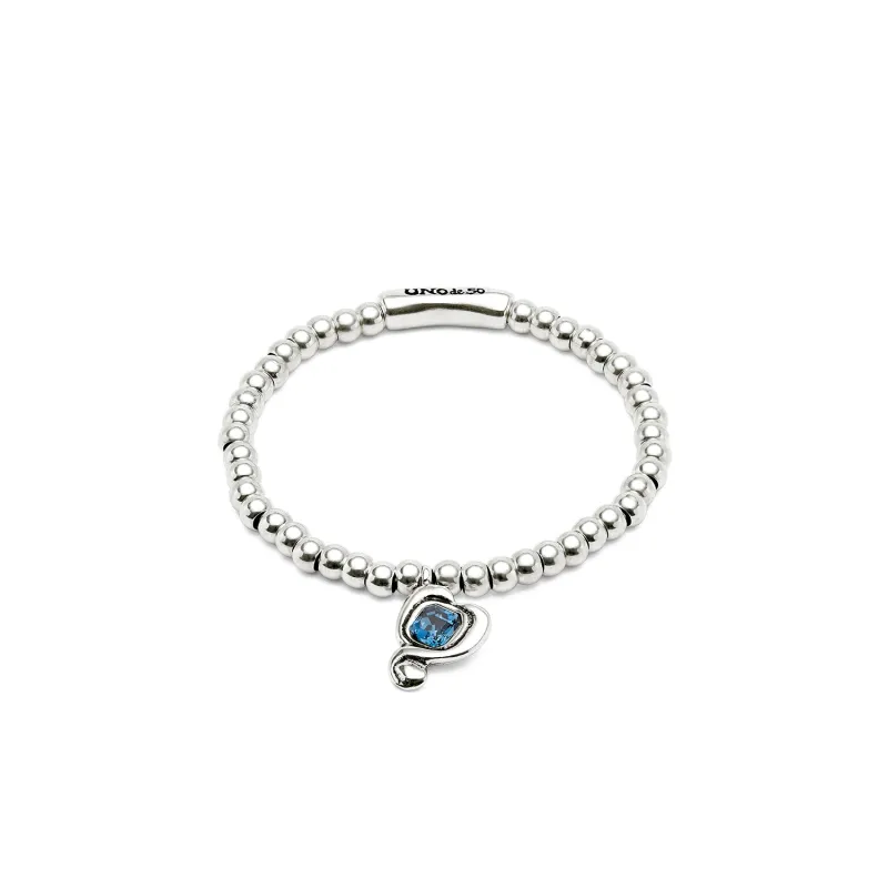 SER EXPRESIVA BLUE CRYSTAL HEART STRETCH SILVER BRACELET sold by UNO de 50