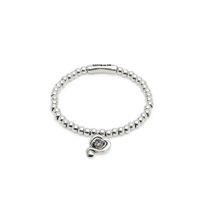 SER EXPRESIVA BLACK CRYSTAL HEART STRETCH SILVER BRACELET sold by UNO de 50