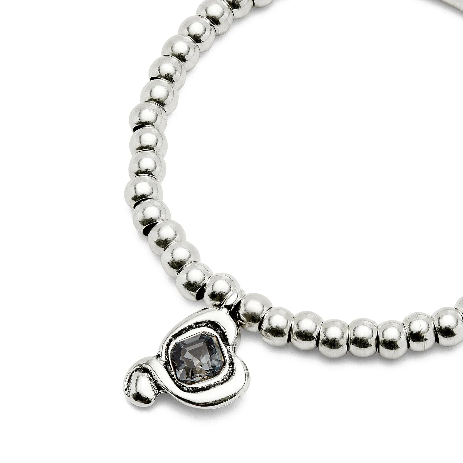 SER EXPRESIVA BLACK CRYSTAL HEART STRETCH SILVER BRACELET sold by UNO de 50 product image thumbnail 4