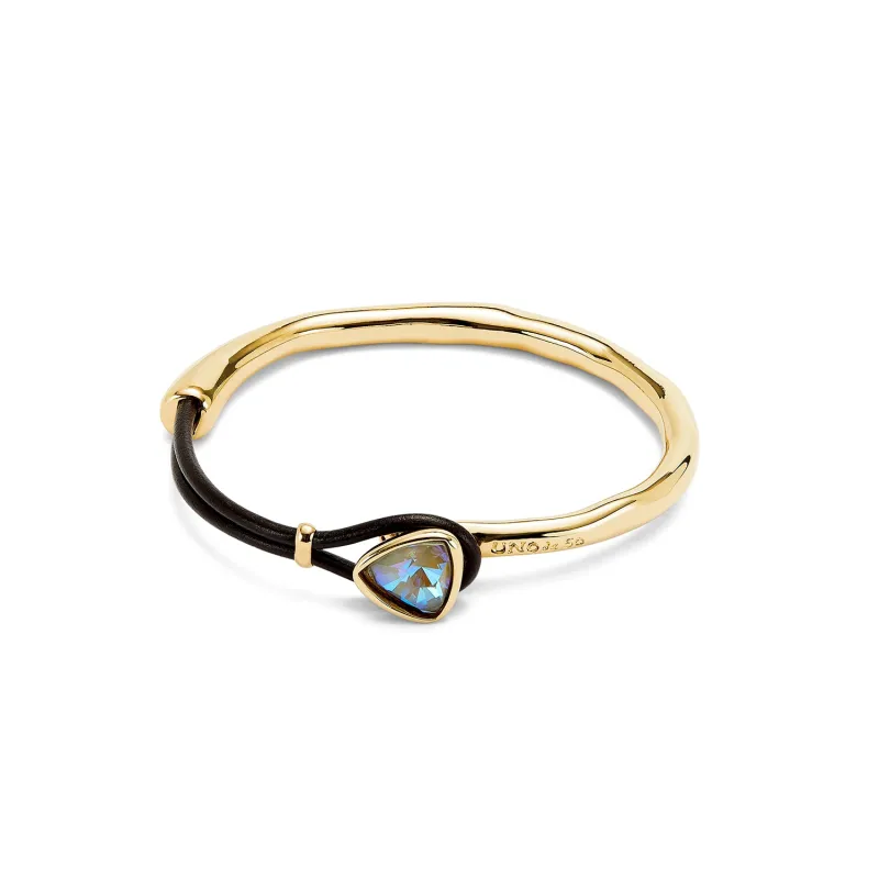 SER CAMALEONICA SMALL TRIANGLE CRYSTAL LEATHER GOLD BRACELET sold by UNO de 50