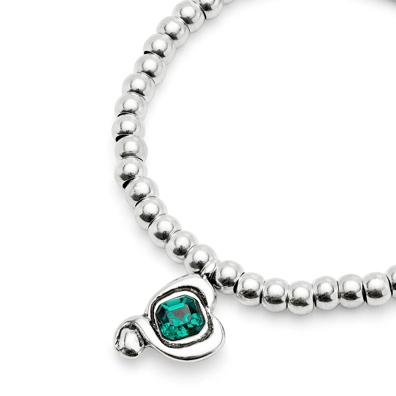 SER EXRESIVA GREEN CRYSTAL HEART STRETCH SILVER BRACELET sold by UNO de 50 product image thumbnail 4