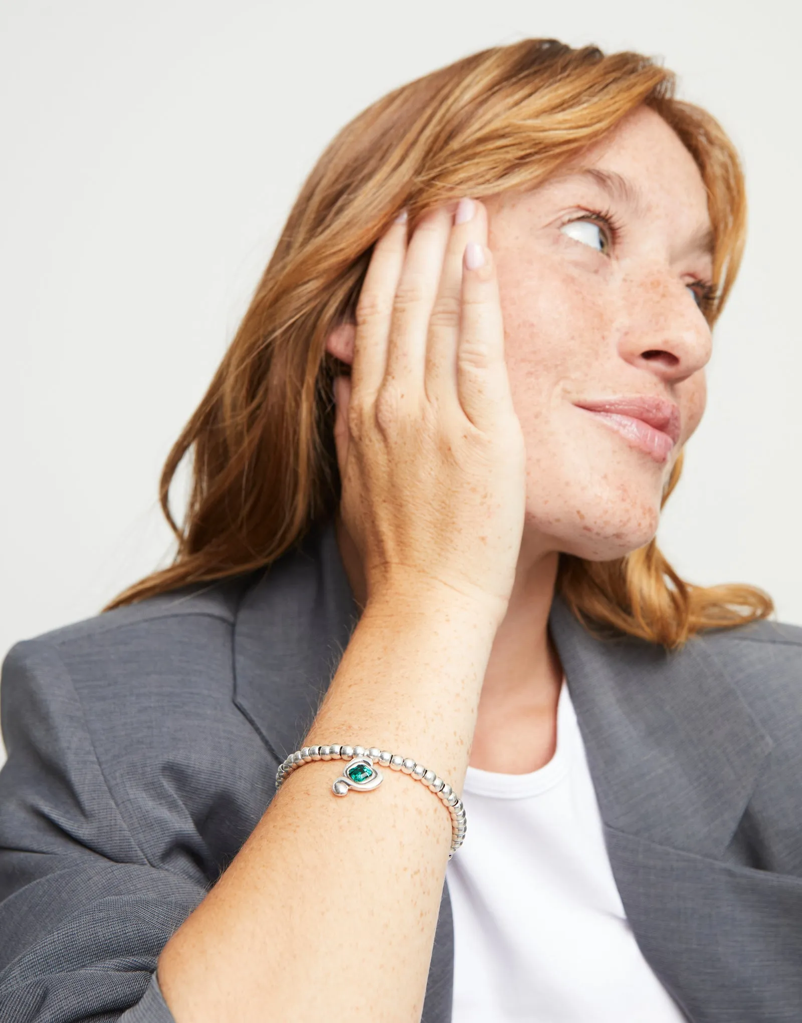 SER EXRESIVA GREEN CRYSTAL HEART STRETCH SILVER BRACELET sold by UNO de 50 product image thumbnail 2