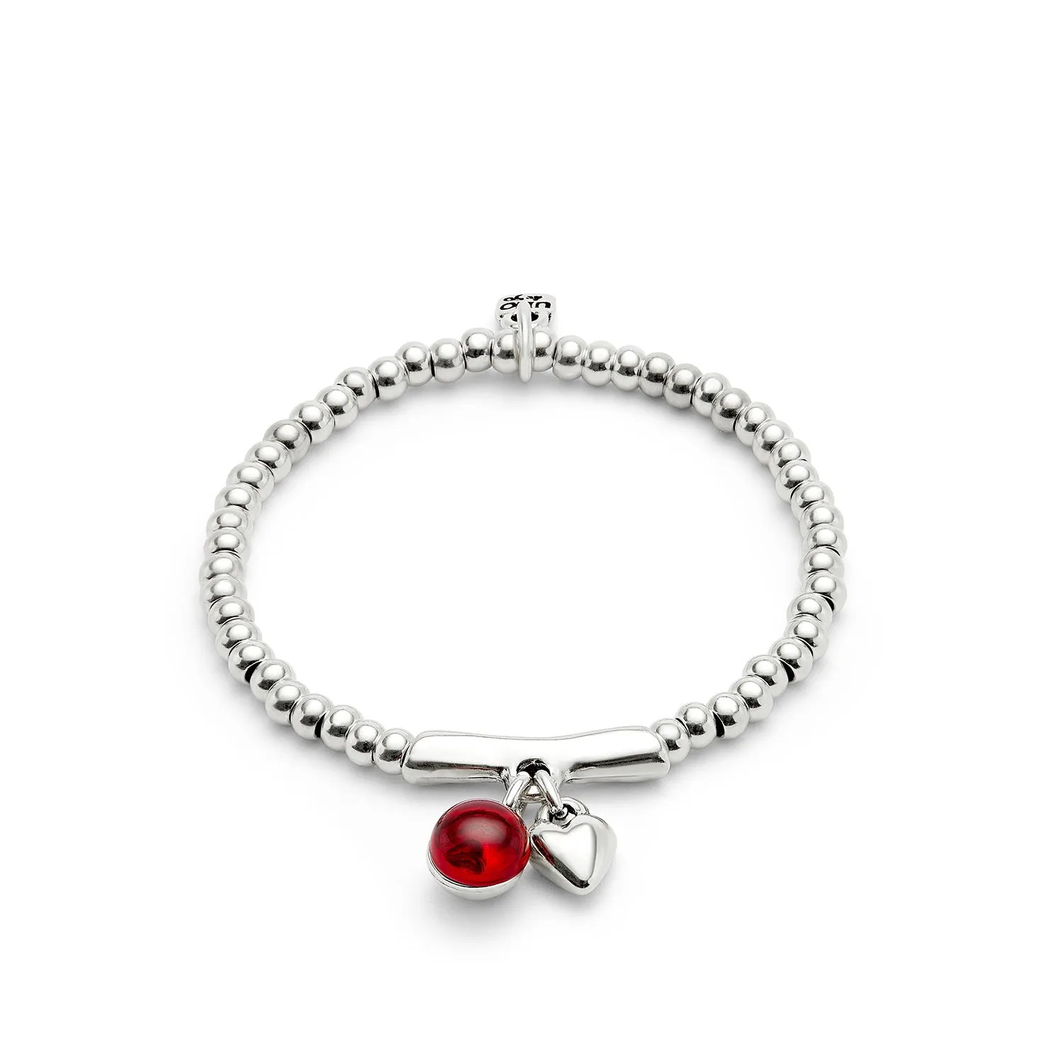 SER FASCINANTE RED MURANO GLASS CHARM STRETCH SILVER BRACELET sold by UNO de 50