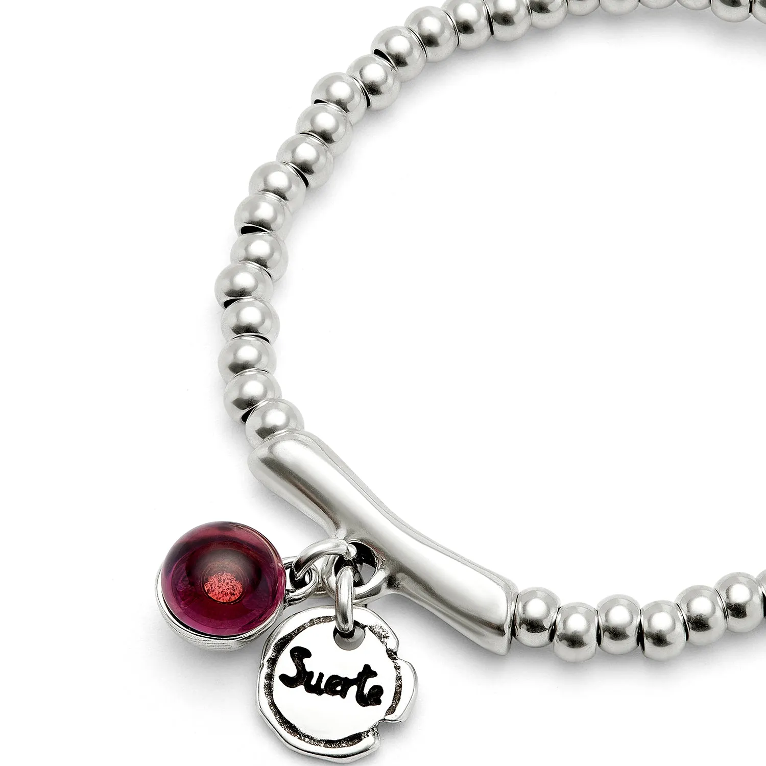 SER FASCINANTE RED MURANO GLASS CHARM STRETCH SILVER BRACELET sold by UNO de 50 product image thumbnail 4