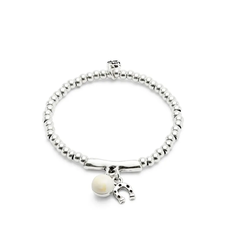 SER FASCINANTE MURANO GLASS CHARM STRETCH SILVER BRACELET sold by UNO de 50